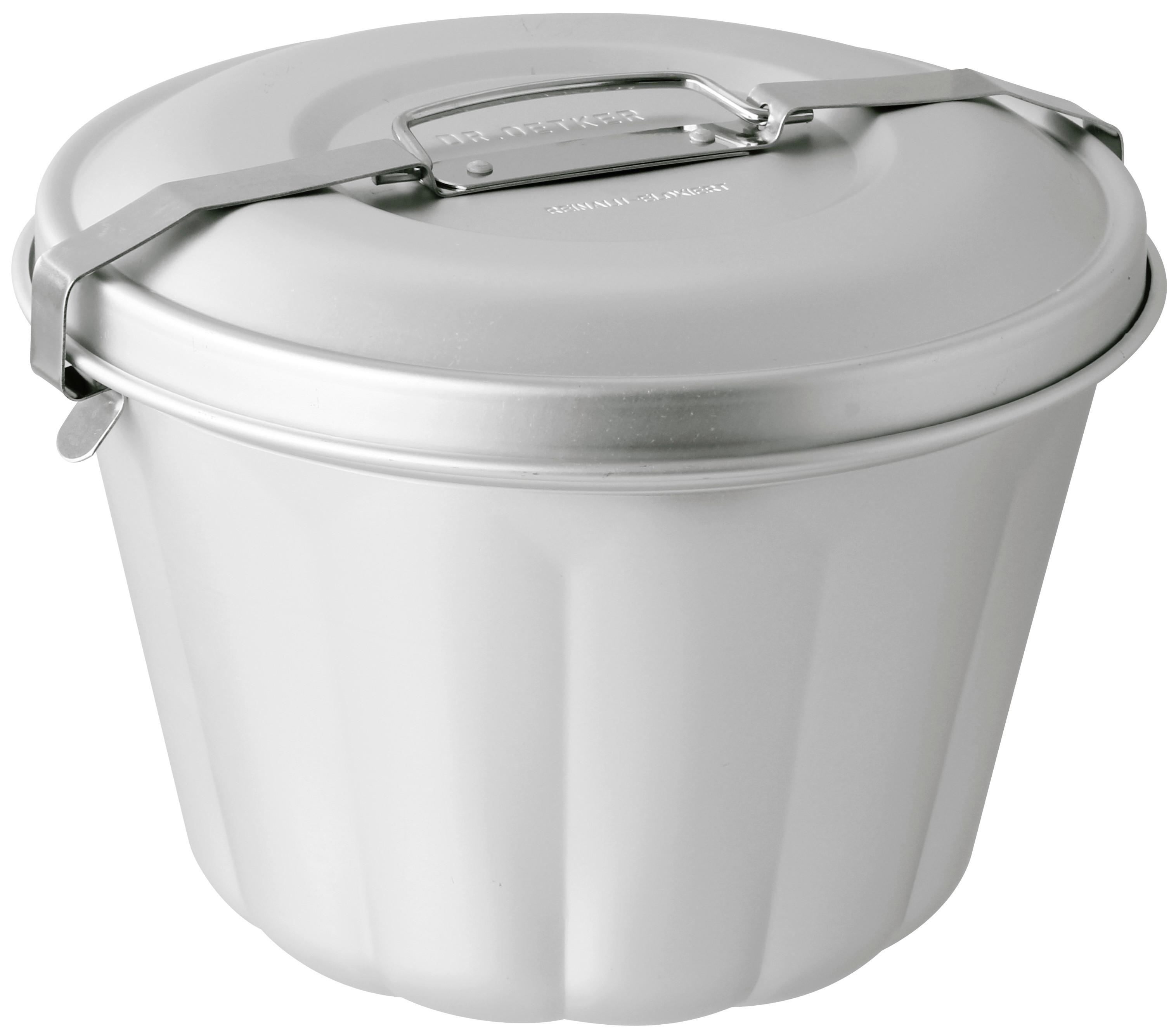 Wasserbadform Rund DxH: 21x16,5 cm mit Deckel - Silberfarben, Basics, Metall (21/16,5cm) - Dr.Oetker