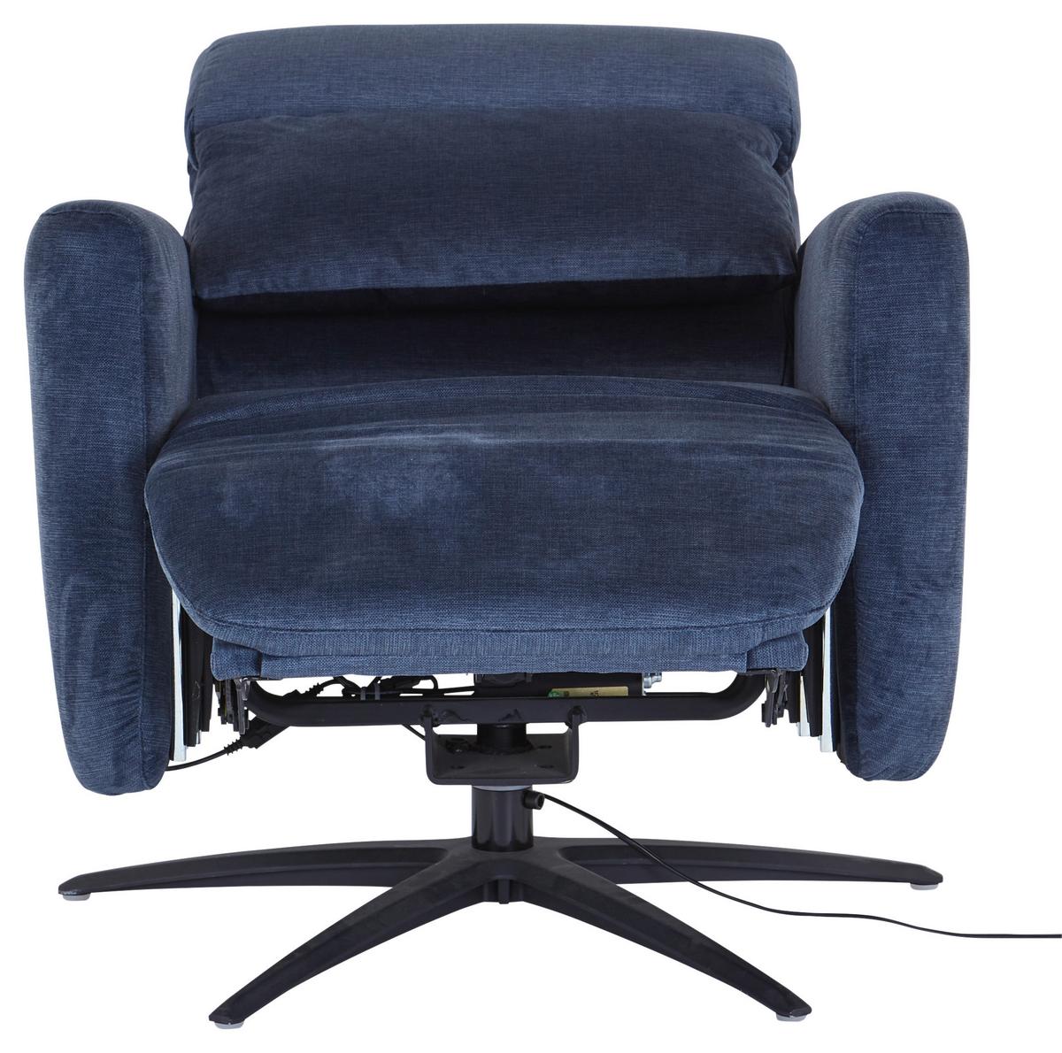 Fernsehsessel Riva - Schwarz/Dunkelblau, MODERN, Textil/Metall (71/108/176cm)