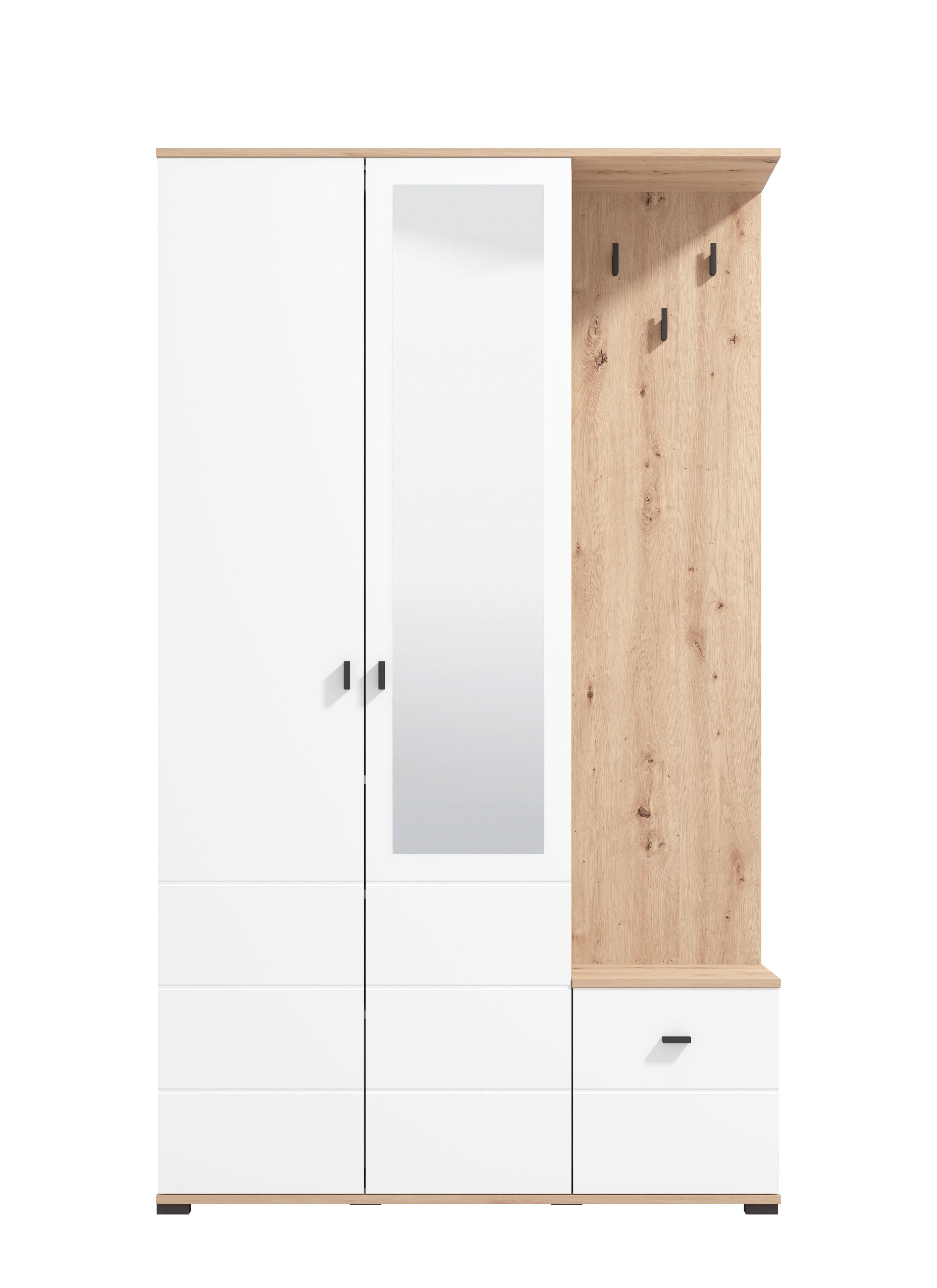 Előszobafal Canvey 115/197cm - Artisan tölgy/fehér, Modern, faalapú anyag (115,5/197/35cm)