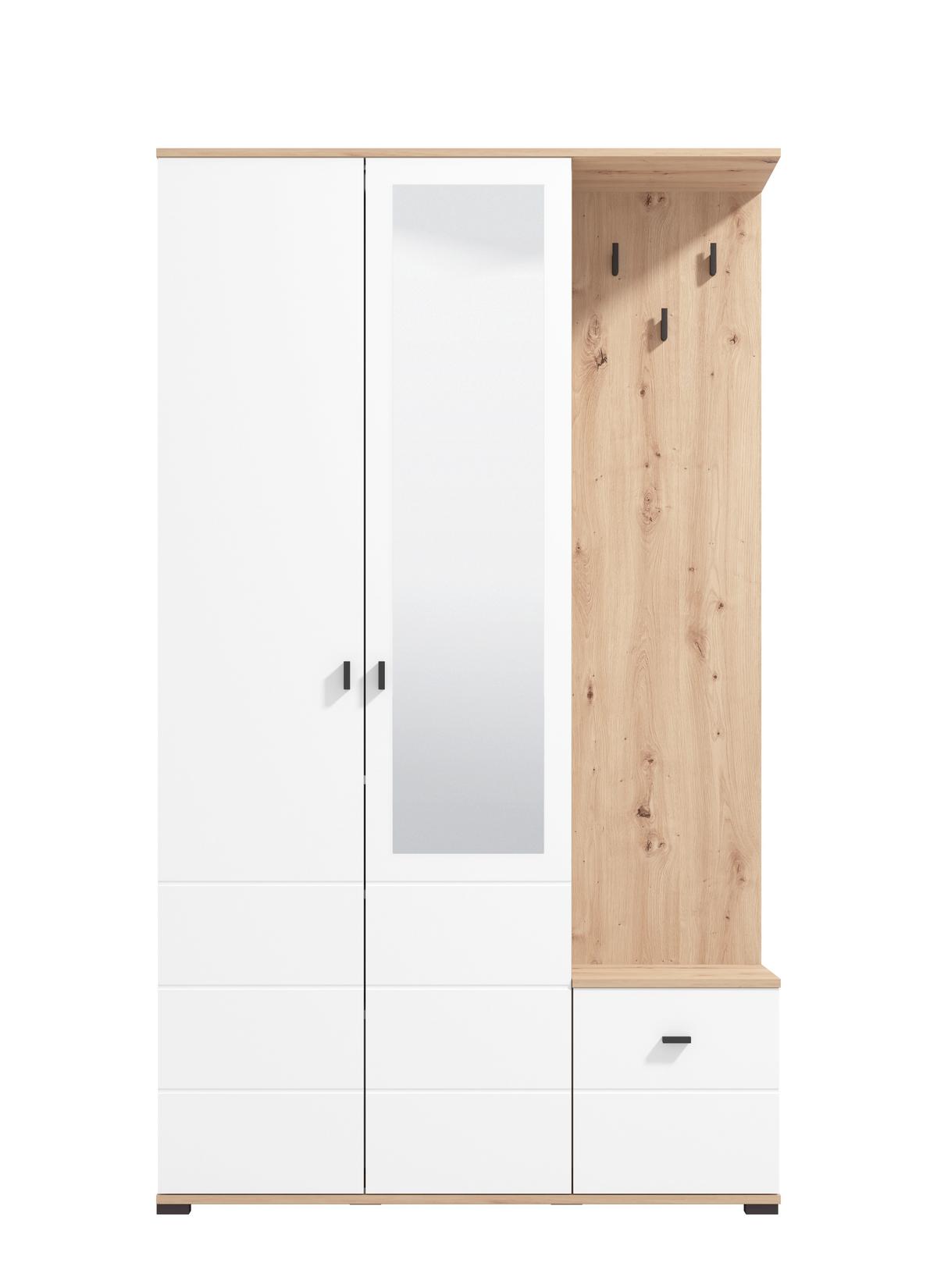 Előszobafal Canvey 115/197cm - Artisan tölgy/fehér, Modern, faalapú anyag (115,5/197/35cm)