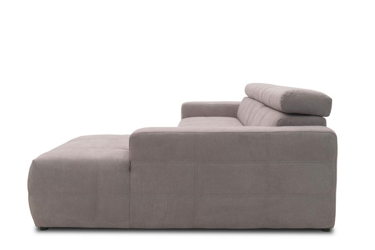 Ecksofa + Kopfteilverstellung Brandon Silberfarben - Silberfarben/Schwarz, Design, Textil (285/175cm) - MID.YOU