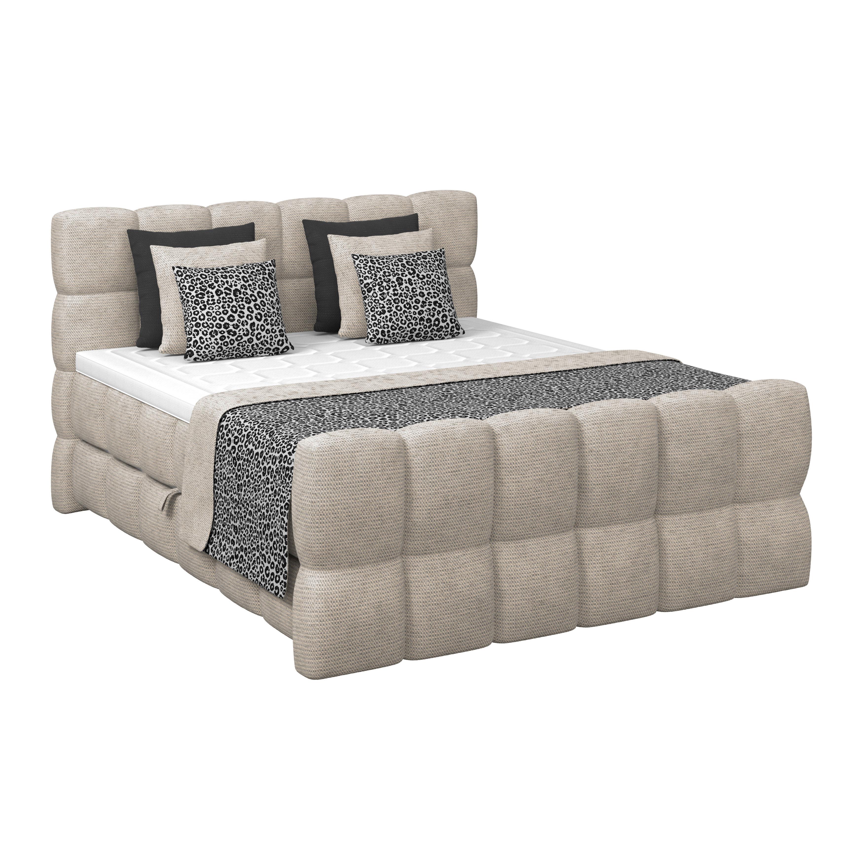 Boxspringbett Brisbane inkl. Bettkasten 180x200 - Beige/Schwarz, Trend, Holz/Holzwerkstoff (180/200cm) - Sembella
