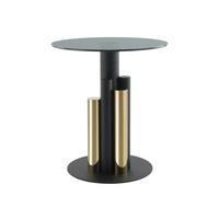 PRÍRUČNÝ STOLÍK ZOMOU-GLD-GRY - sivá/zlatá, Modern, kov/sklo (46/46/52cm) - Kayoom
