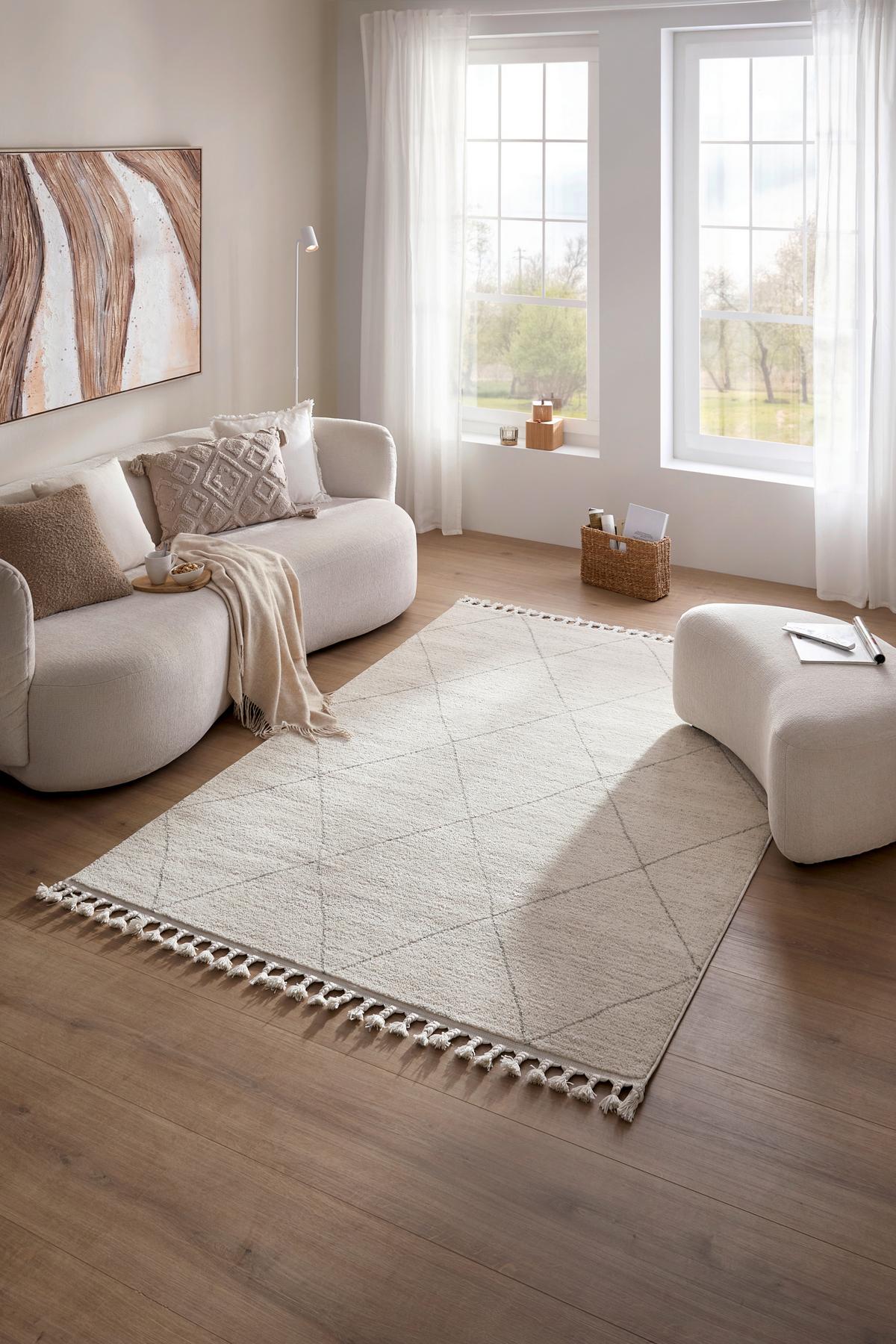 TKANÝ KOBEREC ADJER 1 - alabastrová/svetlosivá, Modern, textil (80/150cm) - Mömax