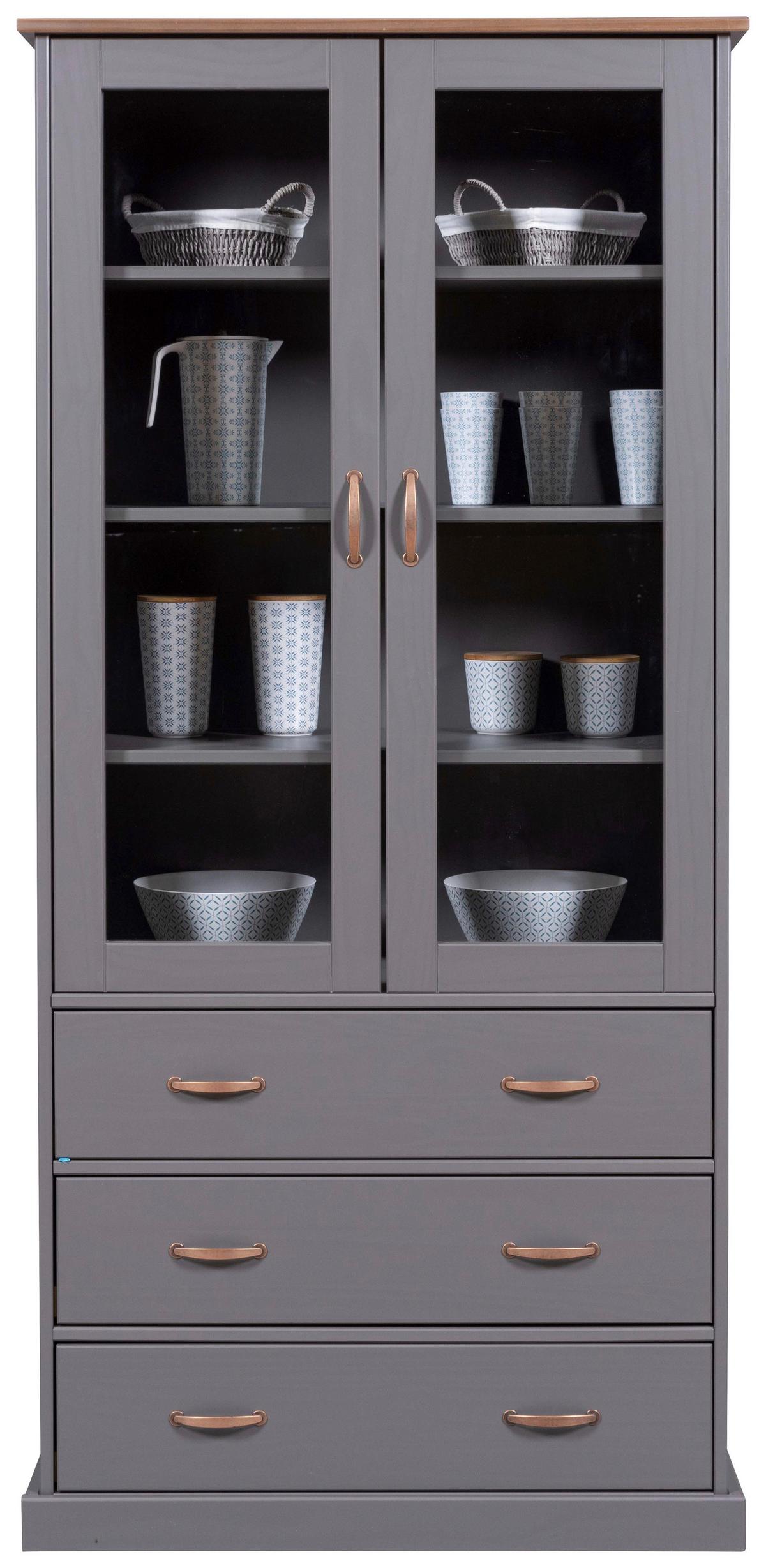 Vitrine Luzerna - Braun/Grau, KONVENTIONELL, Holz (190/90/38,4cm) - MID.YOU