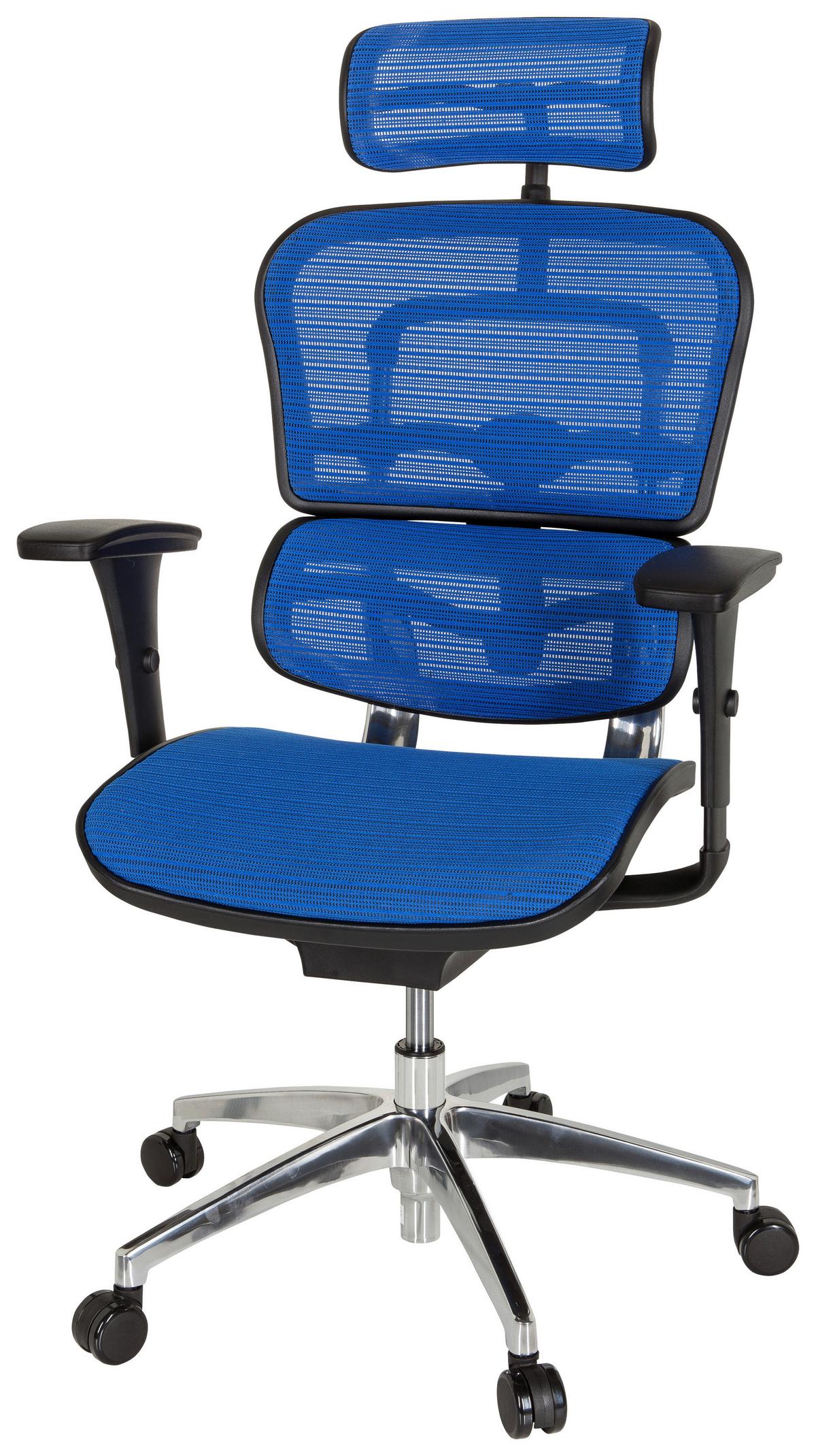 Drehstuhl Ergohuman Edition Armstützen Blau/schwarz - Chromfarben/Blau, MODERN, Kunststoff/Textil (67/141/63cm) - MID.YOU