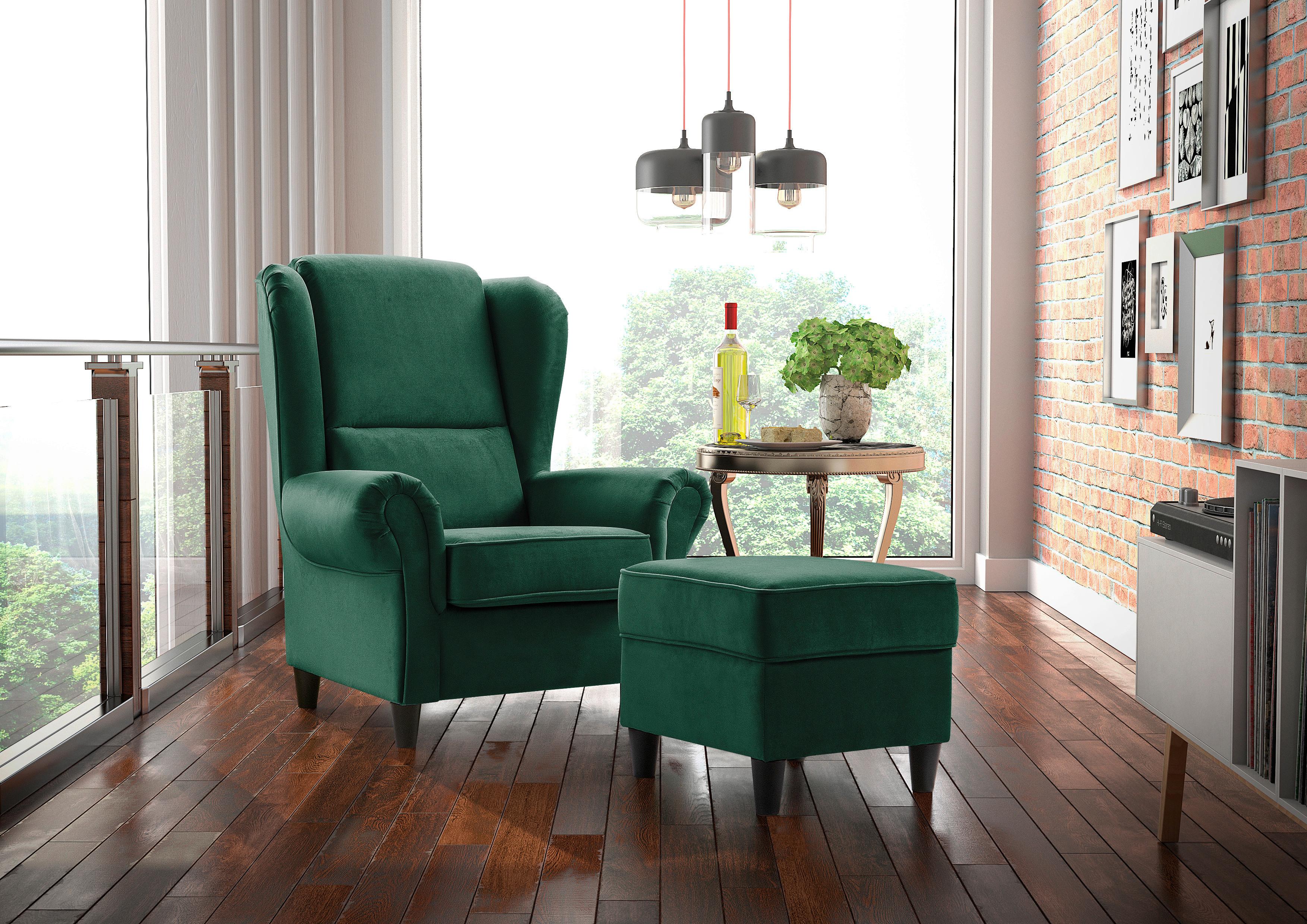 Hocker Baron Grün B: 52 Cm - Schwarz/Grün, Design, Textil (52/45/52cm) - MID.YOU