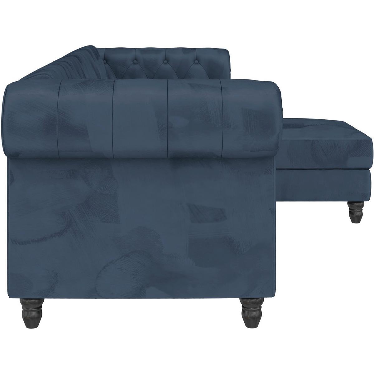 Ecksofa Firenze Blau, mit Schlaffunktion - Blau/Schwarz, Basics, Textil (241/154cm) - Livetastic