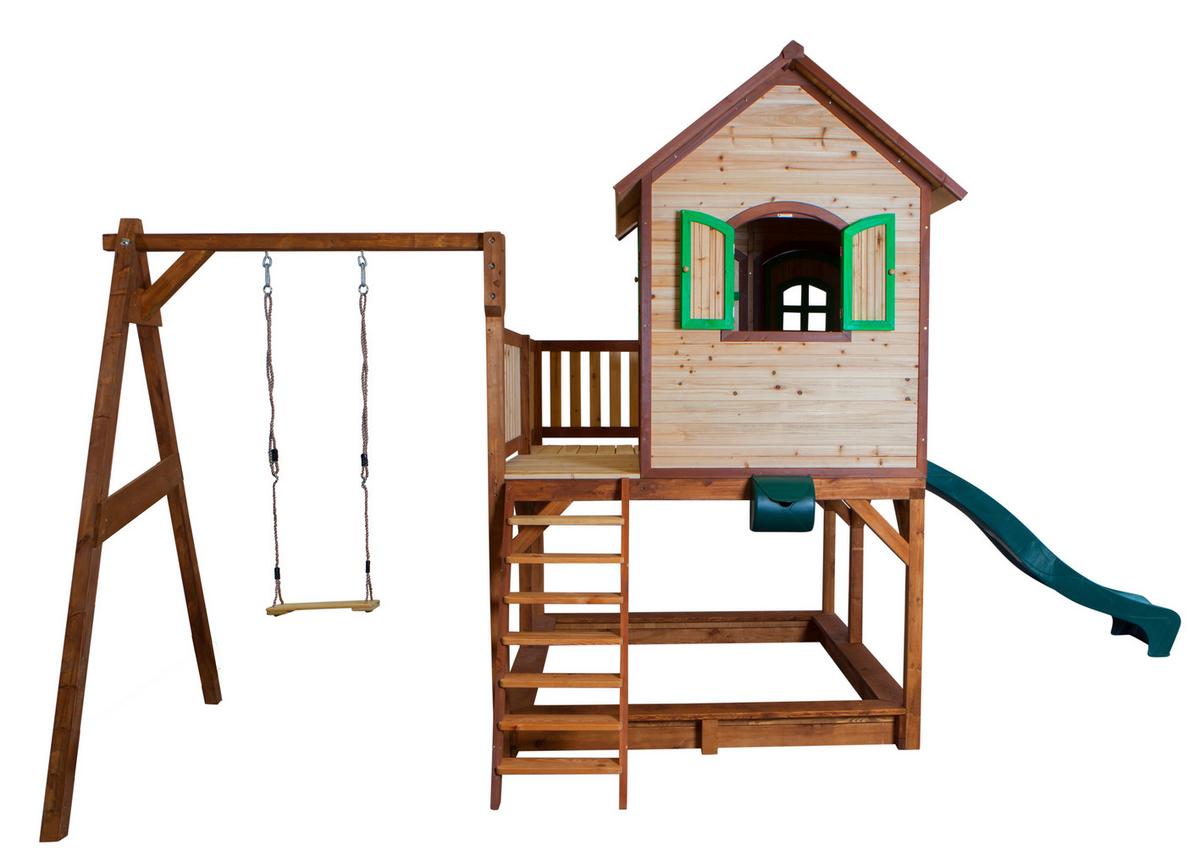 Spielturm Liam Aus Zedernholz - Braun/Grün, Basics, Holz/Kunststoff (541/291/277cm) - Ambia Garden