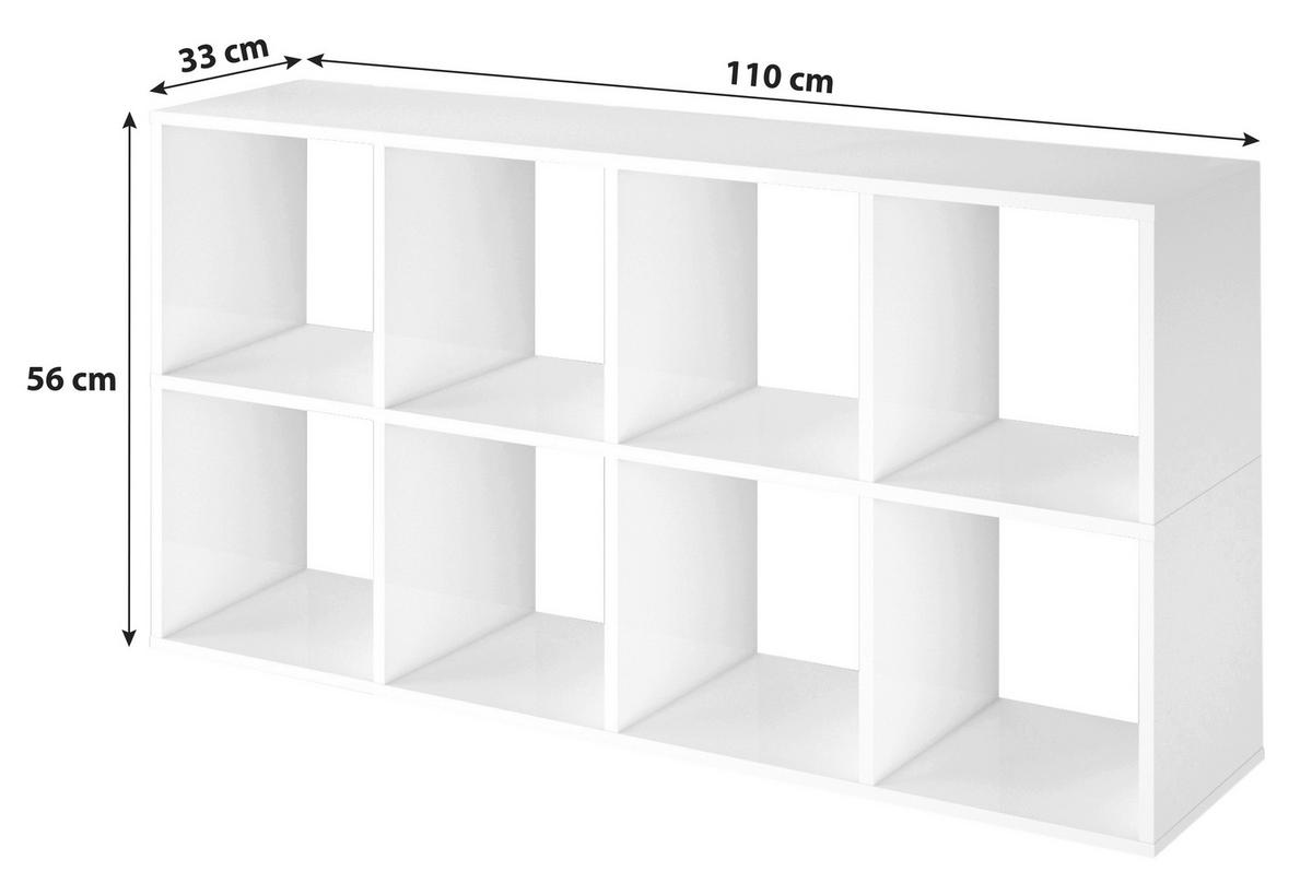 Regal Pisa B: 110 cm, Weiß - Weiß, Basics, Holzwerkstoff (110/56/33cm) - MID.YOU
