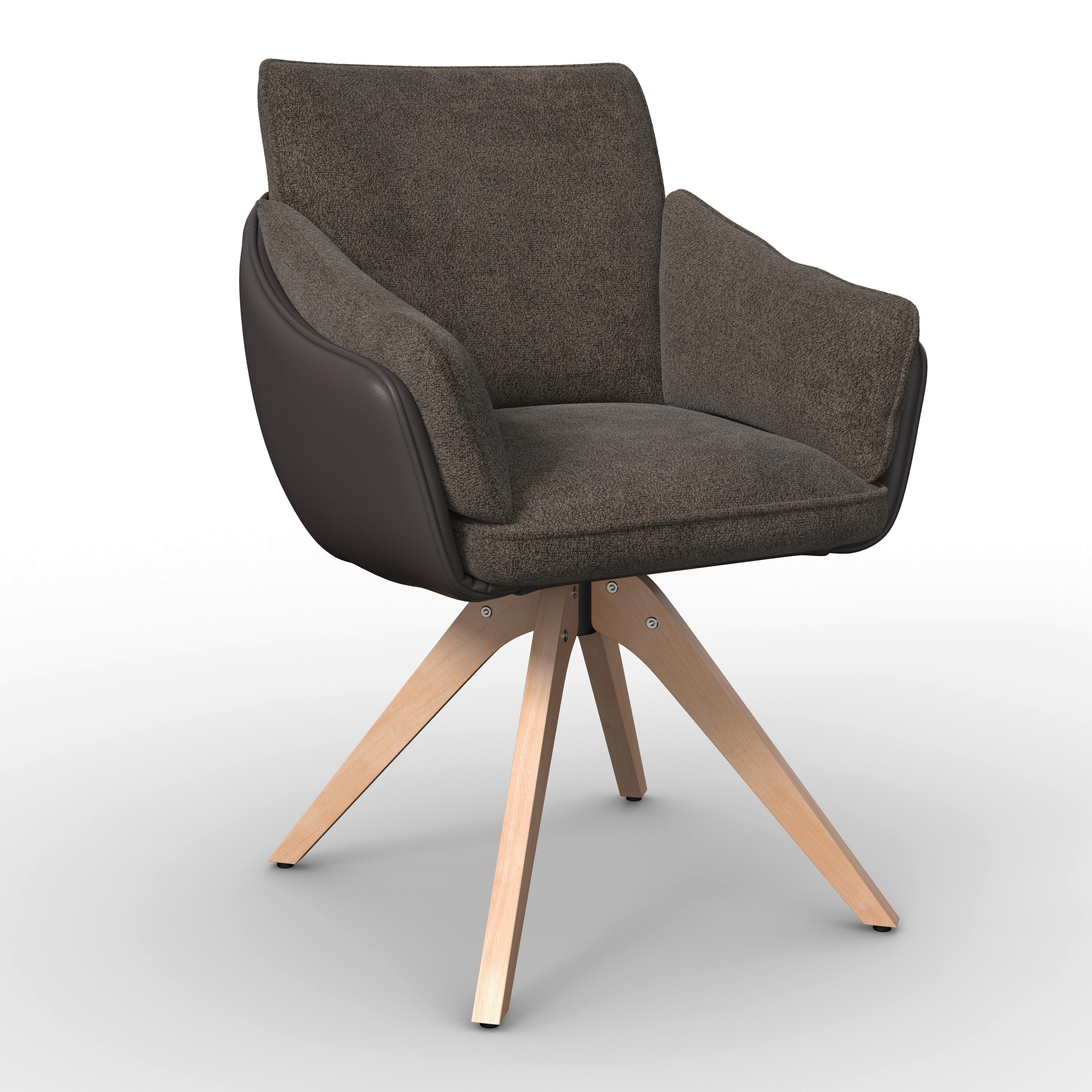 Židle s područkami Alja, hnědá - barvy buku/hnědá, Moderní, kov/dřevo (66/89/62cm) - Bessagi Home