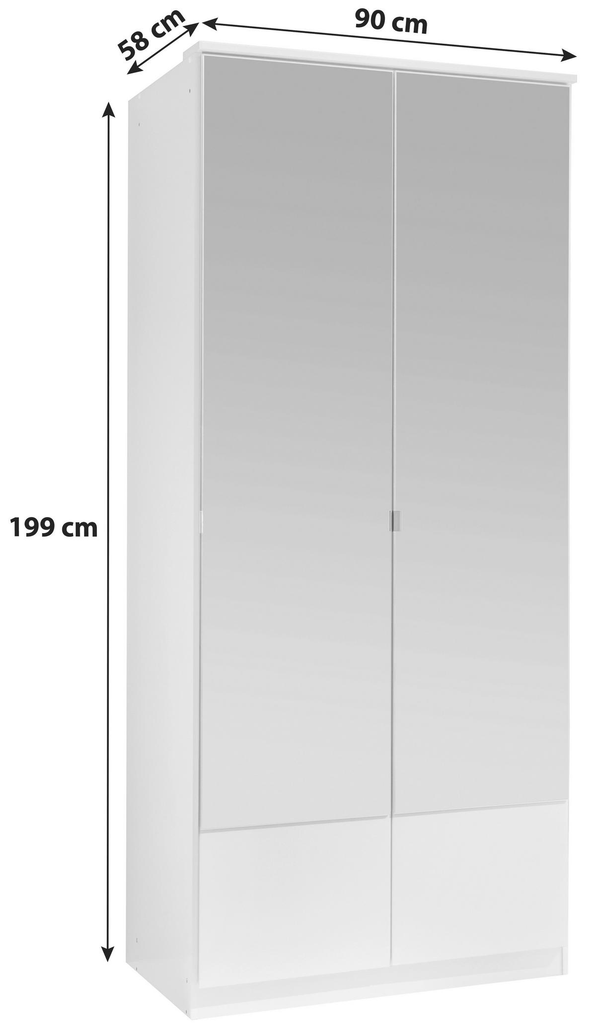 Drehtürenschrank Mit Spiegel 90cm Imago, Eiche Dekor - Eichefarben, KONVENTIONELL, Glas/Holzwerkstoff (90/199/58cm) - MID.YOU