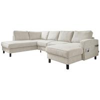 Wohnlandschaft Molly Beige B: 298 cm - Beige/Schwarz, Textil (198/298/148cm) - MID.YOU