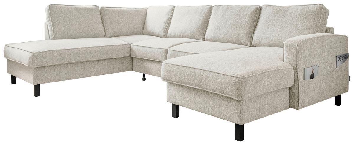 Wohnlandschaft Molly Beige B: 298 cm - Beige/Schwarz, Textil (198/298/148cm) - MID.YOU