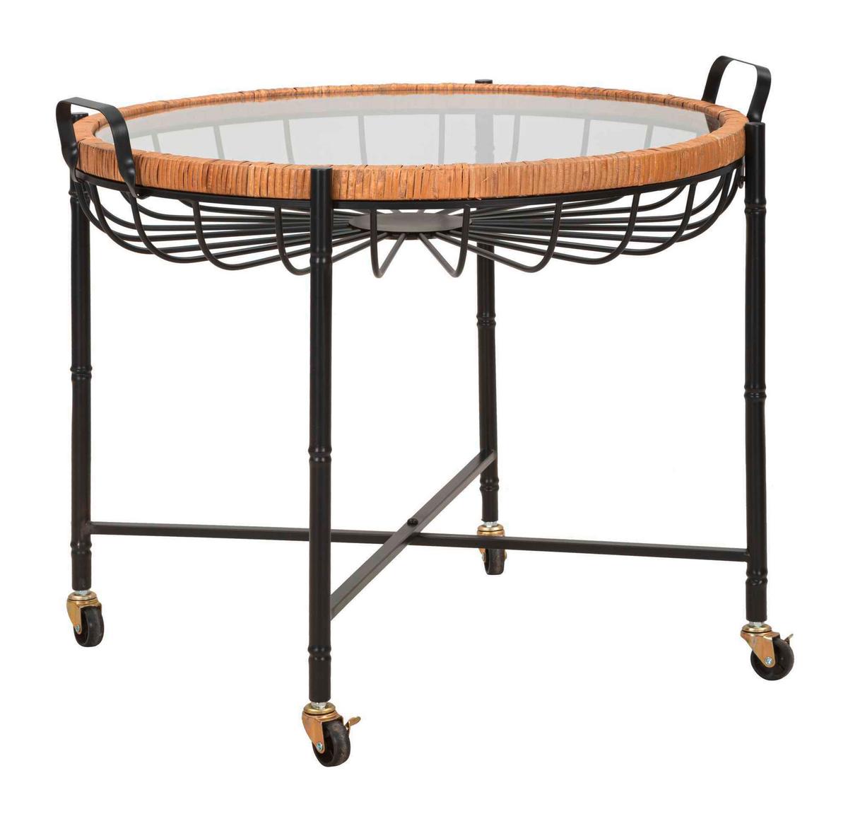 Couchtisch Cebu With Glass Schwarz, Naturfarben B: 70,5cm - Schwarz/Naturfarben, Basics, Glas/Holz (70,5/57/65cm)