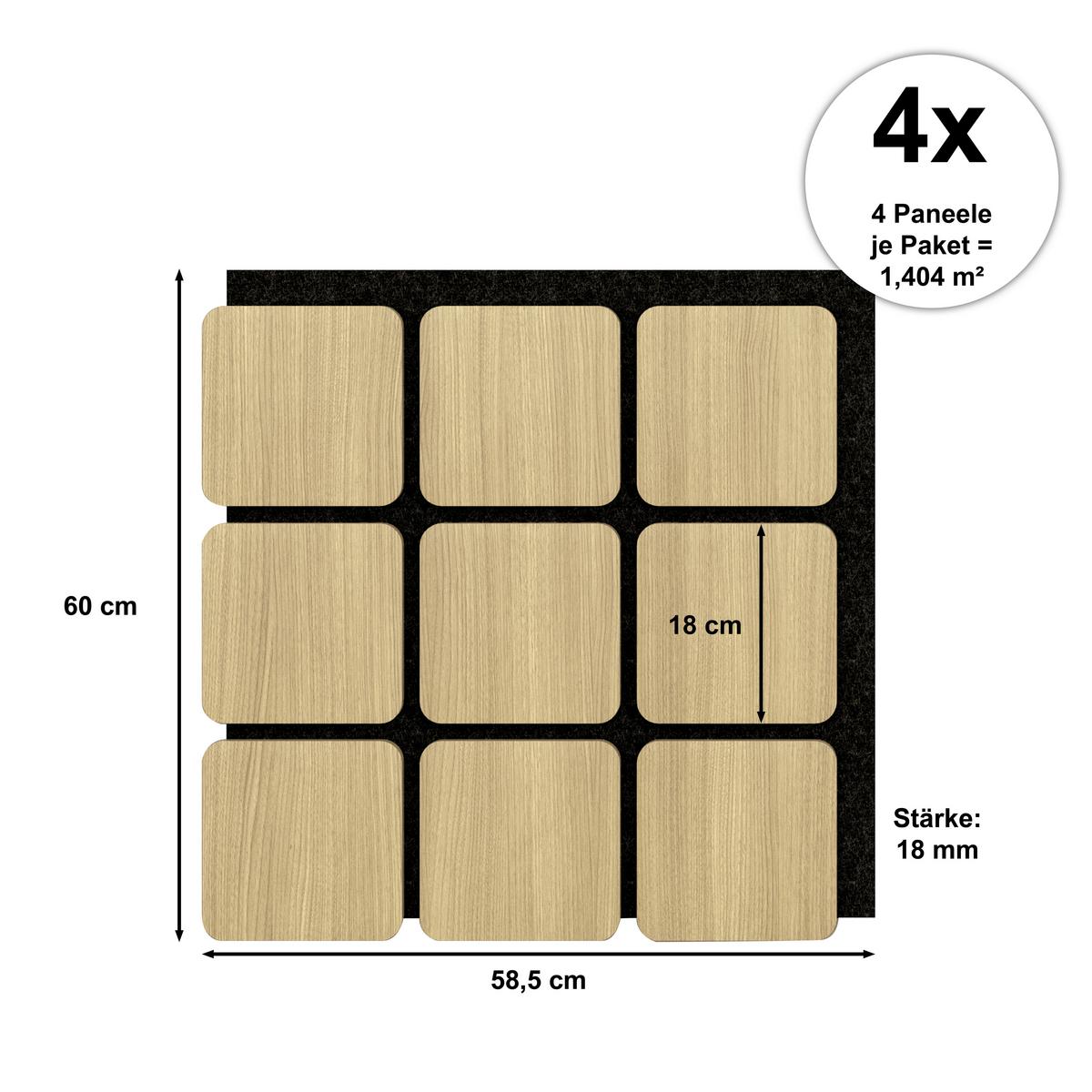 Akustikpaneel Sonido Quadrum - Hellbraun/Eichefarben, Basics, Holzwerkstoff/Kunststoff (60/58.5/1.8cm) - Novel