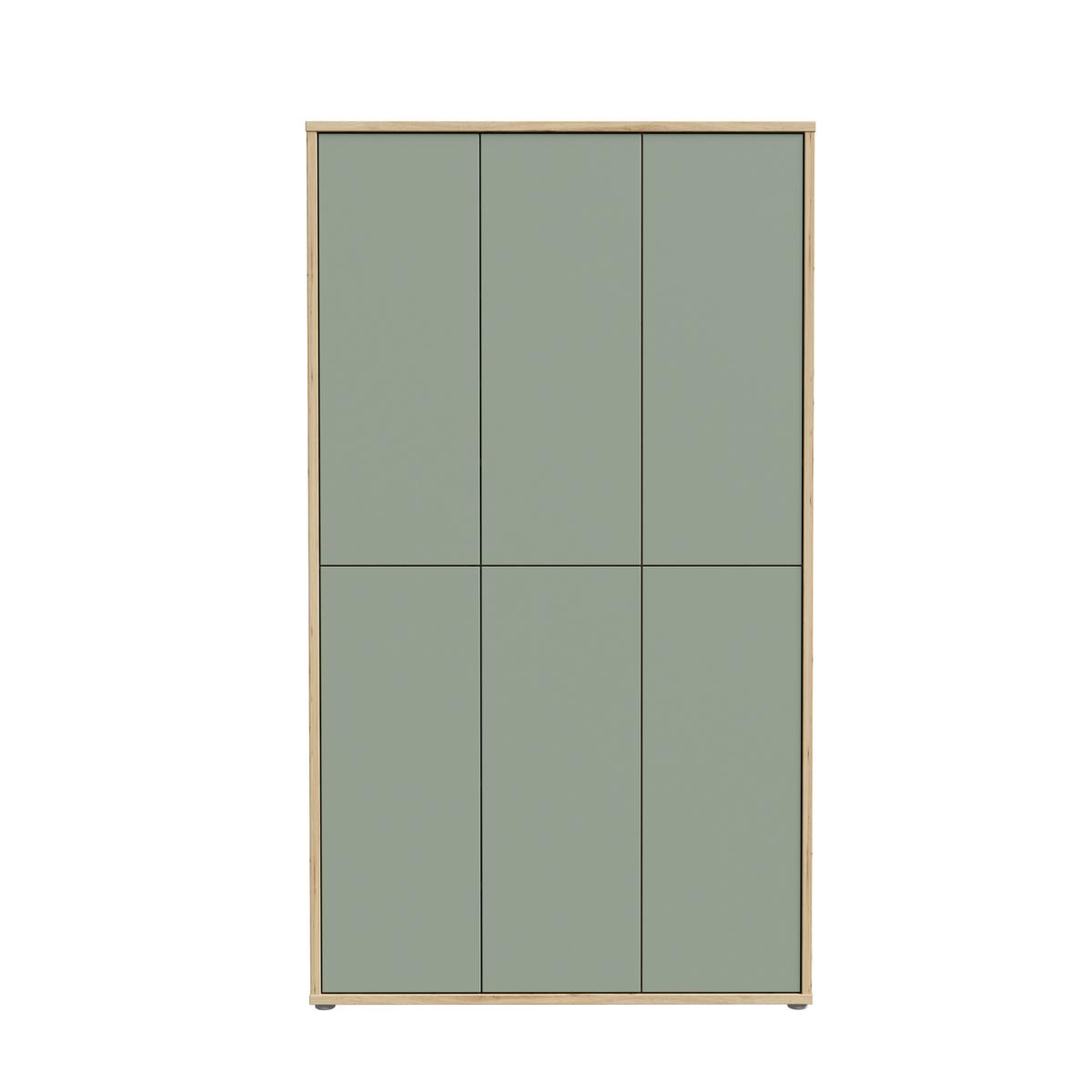Skříň na boty, pastelově zelená/dub artisan - šedá/šalvějově zelená, Moderní, kompozitní dřevo/plast (109,2/191,9/34,9cm)