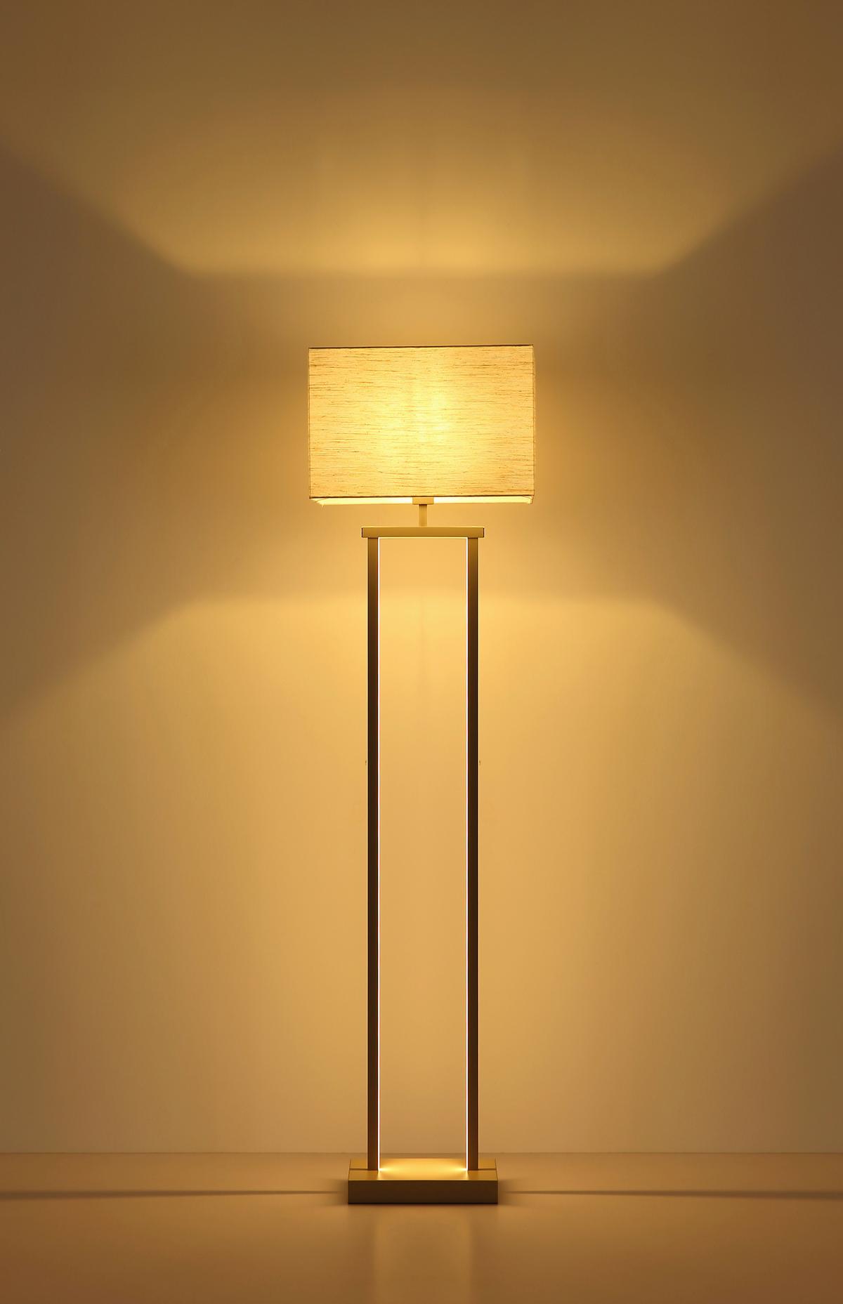 LED-STEHLEUCHTE Naturfarben, ca. 40x27x153 cm - Sandfarben/Naturfarben, Design, Textil/Metall (40/27/153cm) - Globo