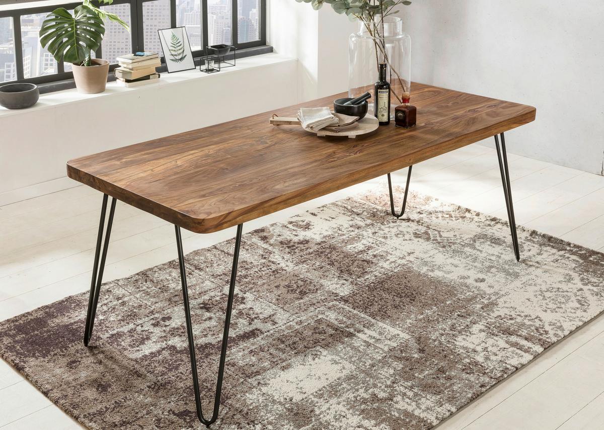 Esstisch Wl1.499 - Sheeshamfarben/Schwarz, Design, Holz/Metall (160/80/76cm) - MID.YOU