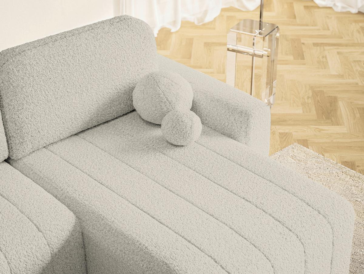 Ecksofa Luna New Boucle Beige, S: 260x161cm - Beige/Schwarz, Basics, Textil (260/161cm) - Livetastic