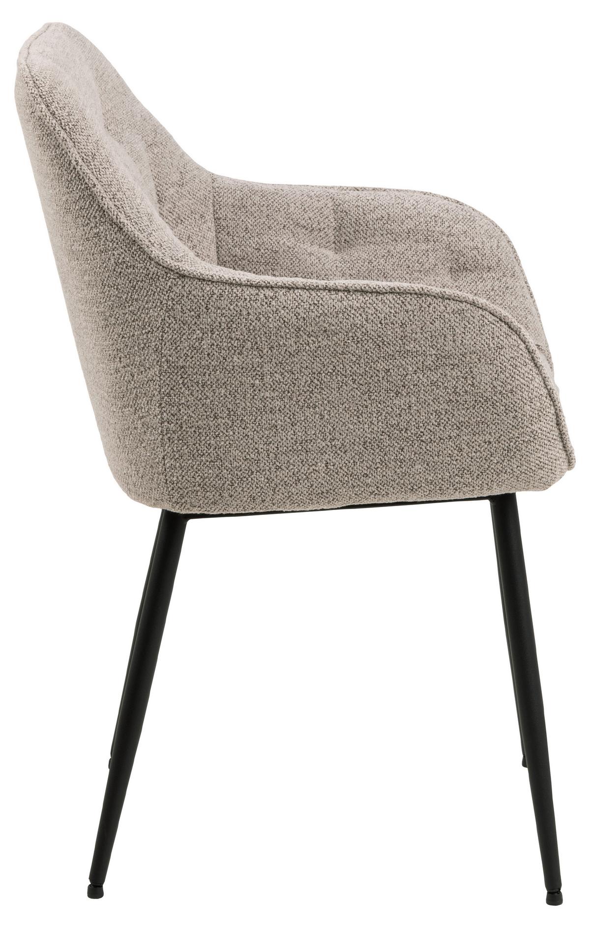 Armlehnstuhl Brooke Beige Gepolstert - Beige/Schwarz, MODERN, Textil/Metall (58/83/55cm) - MID.YOU