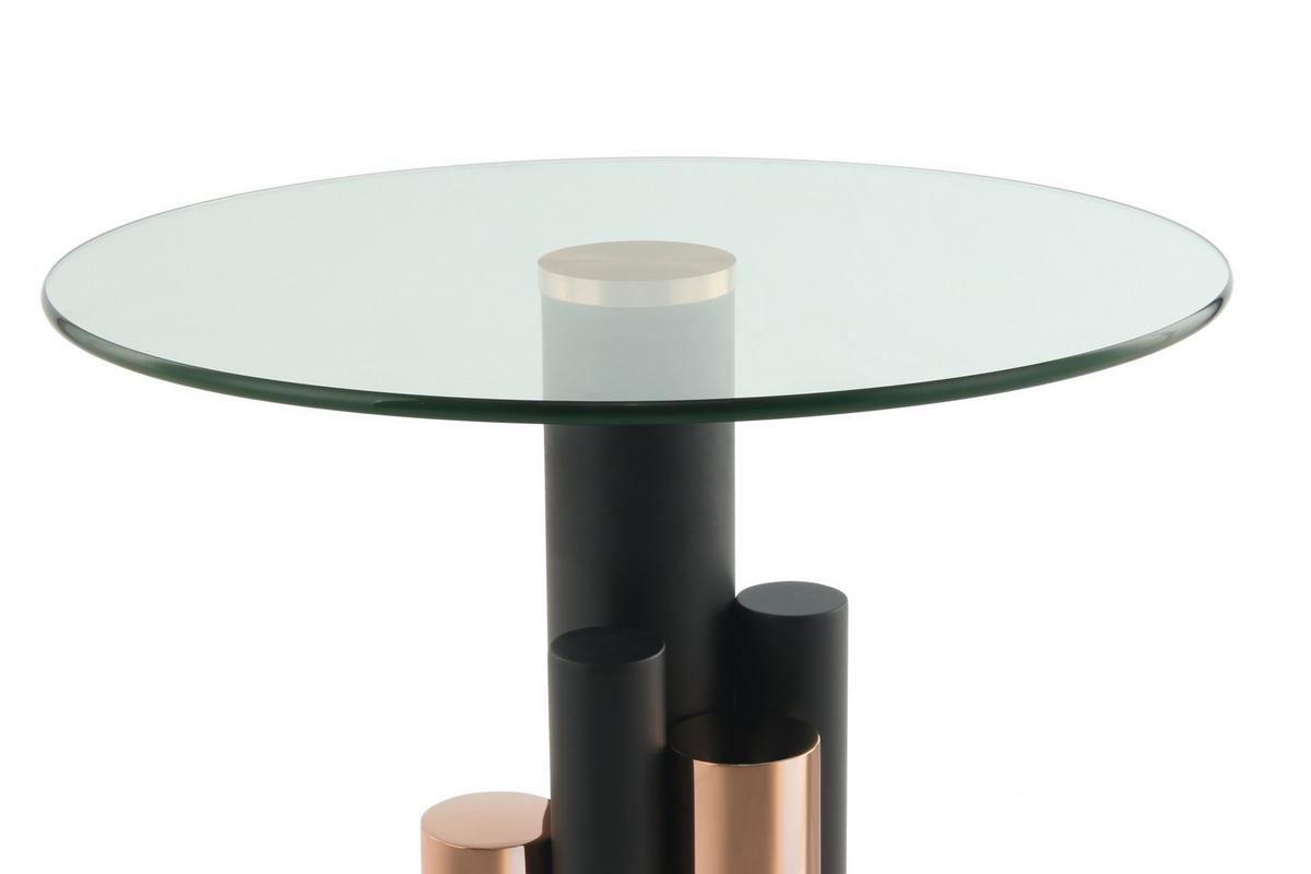 Beistelltisch Mit Glasplatte Rund Ontario, Klar/roségold - Goldfarben, MODERN, Glas/Metall (46/46/52cm) - Kayoom