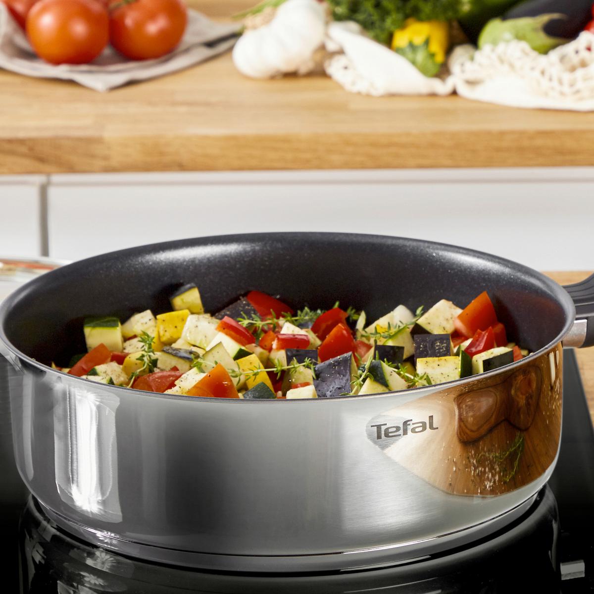 Schmorpfanne Duetto Bakelite - Edelstahlfarben, Basics, Metall (24cm) - Tefal