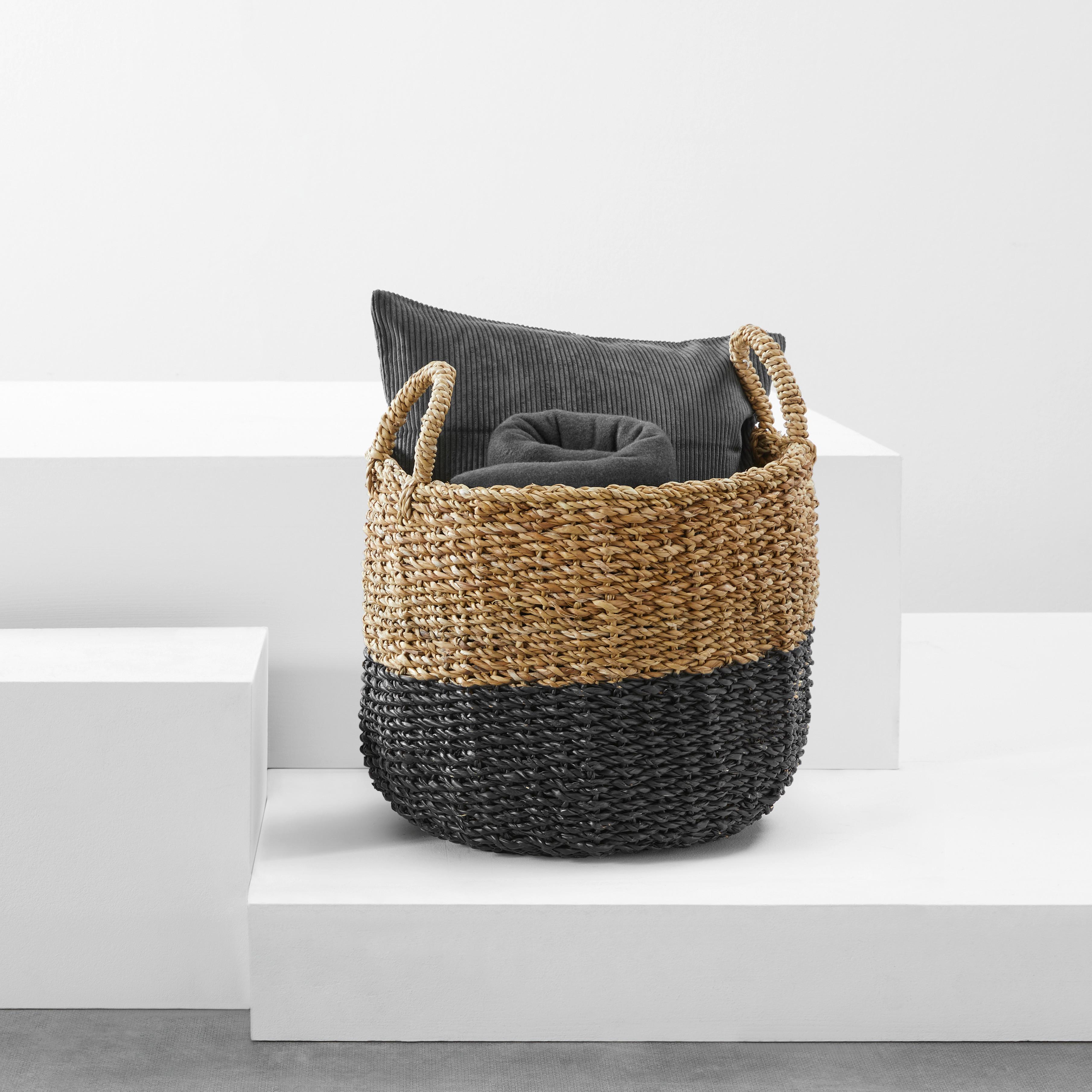 Dekorační košík Ø ca. 40cm - černá/přírodní barvy, Natur, přírodní materiály (40/41cm)