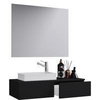 Badezimmer Gudas Schwarz B: 85 Cm - Schwarz/Weiß, MODERN, Keramik/Holzwerkstoff (85cm) - MID.YOU