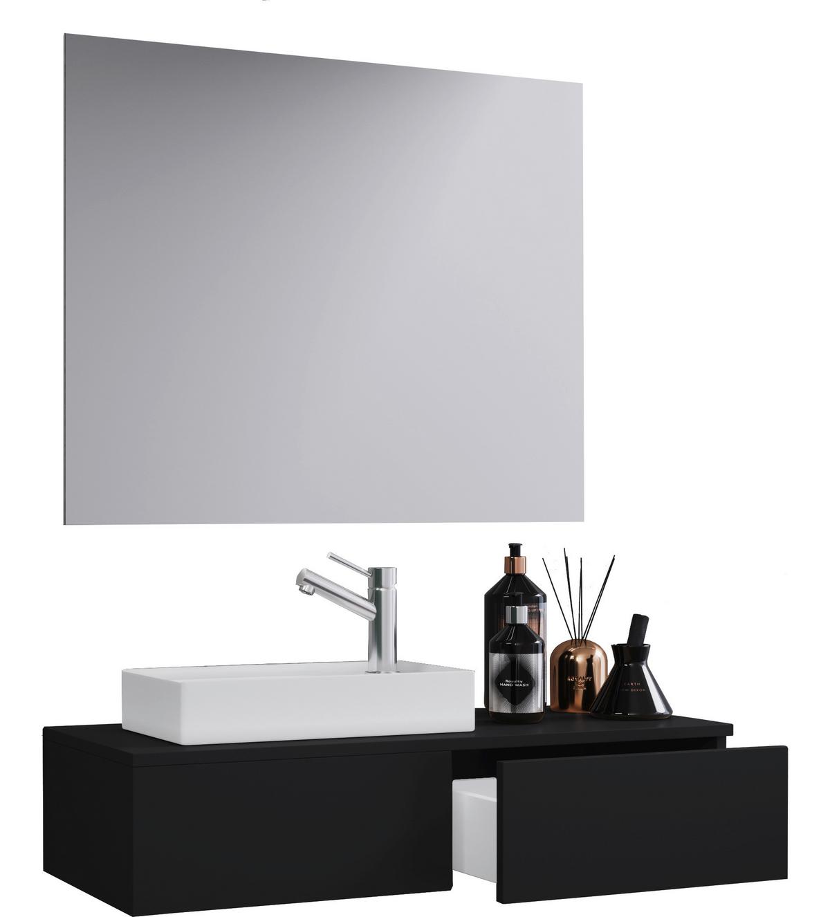 Badezimmer Gudas Schwarz B: 85 Cm - Schwarz/Weiß, MODERN, Keramik/Holzwerkstoff (85cm) - MID.YOU