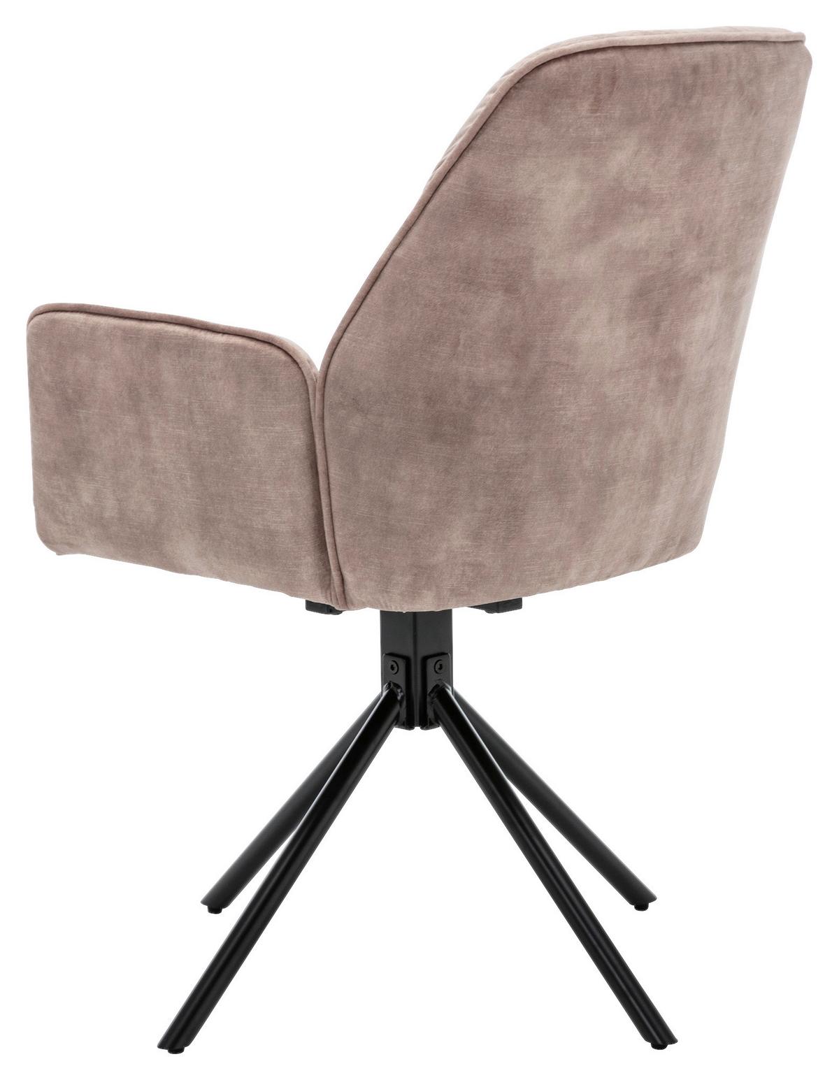 Esszimmerstuhl Sarina Beige/ Schwarz Gepolstert 2-Er Set - Beige/Schwarz, Basics, Textil/Metall (59,9/89/62cm) - MID.YOU