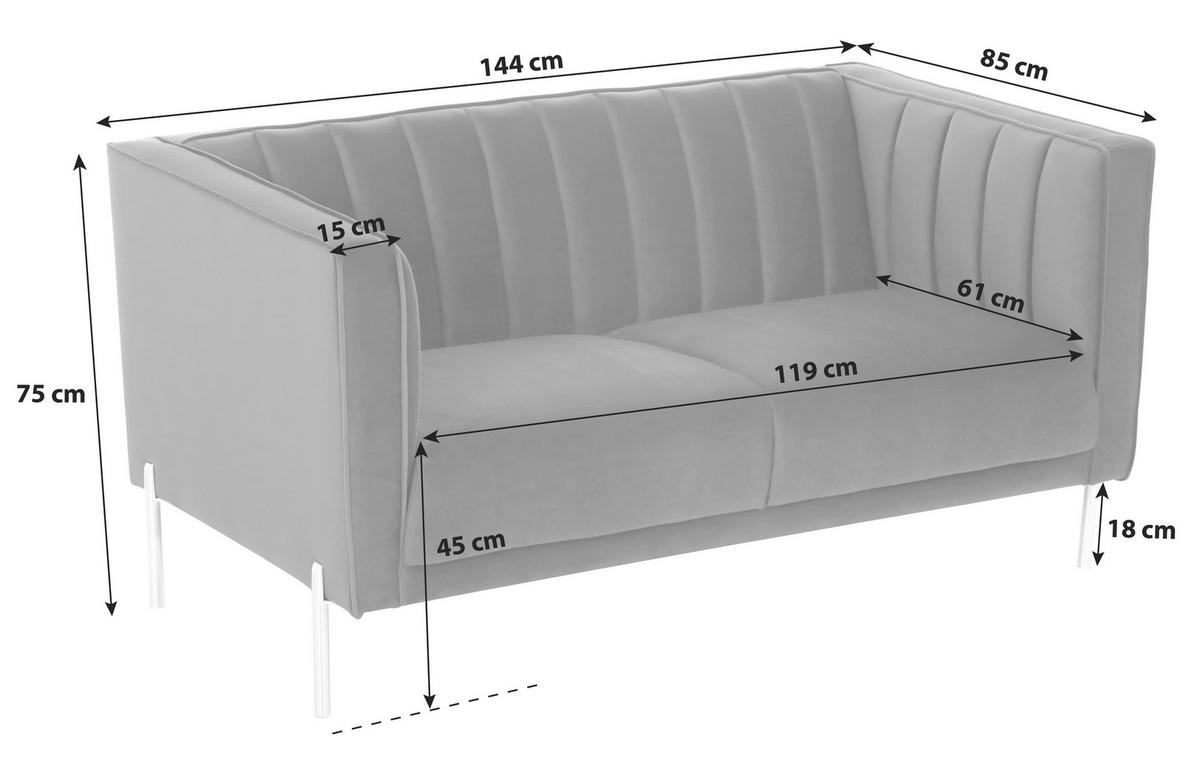 2-sitzer-sofa Sono Blau Samt B: 144 Cm - Blau/Goldfarben, Design, Textil (144/75/85cm) - Livetastic