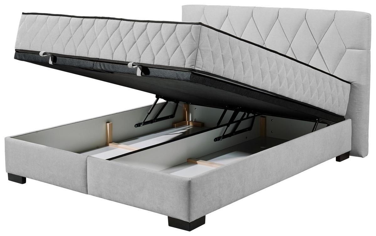 Boxbett Nagol B - Hellgrau/Schwarz, MODERN, Holzwerkstoff/Textil (160/200cm) - MID.YOU