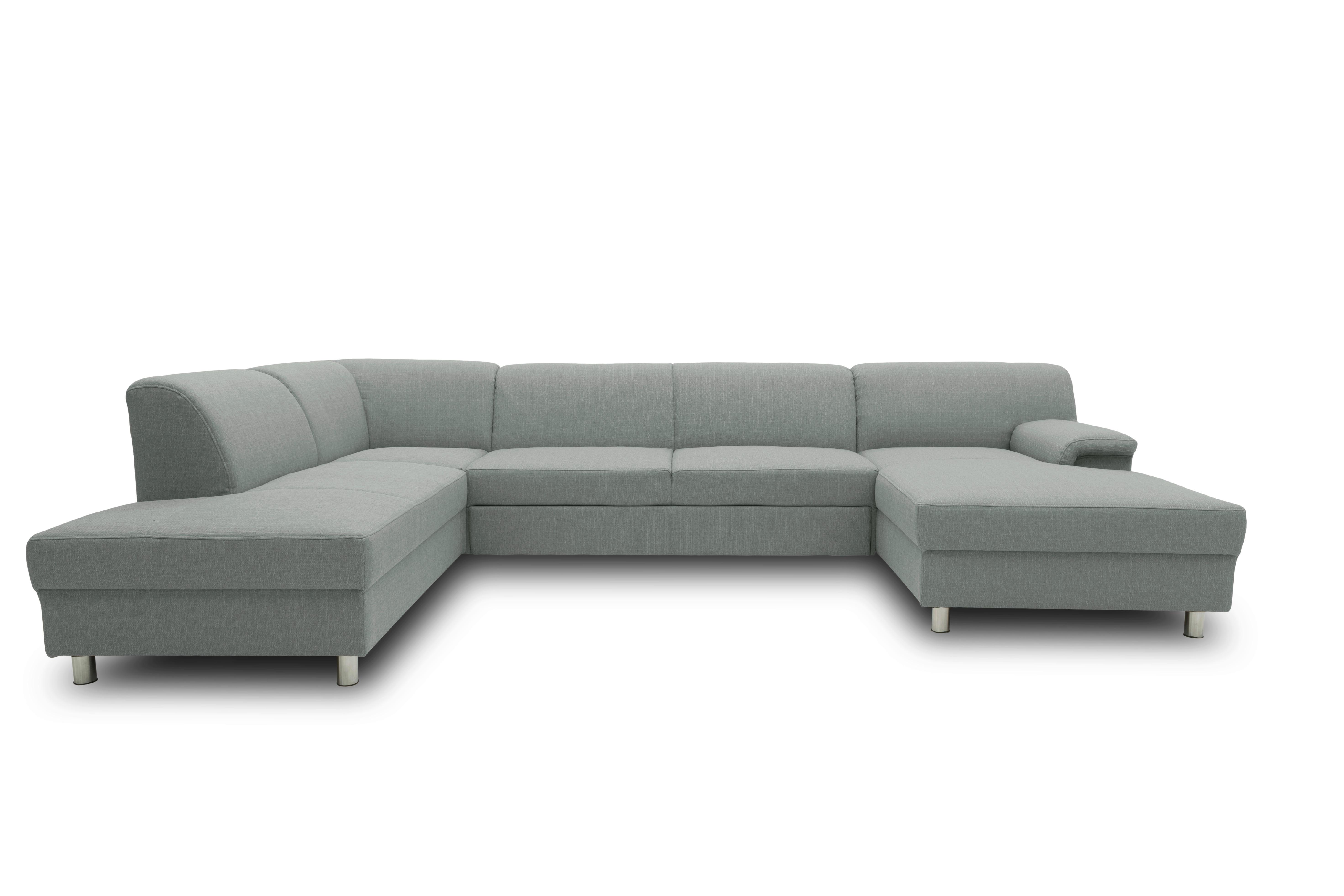 Wohnlandschaft Jamie Mit Schlaffunktion Silberfarben - Chromfarben/Silberfarben, KONVENTIONELL, Textil (195/308/150cm) - MID.YOU