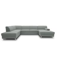 Wohnlandschaft Jamie Mit Schlaffunktion Silberfarben - Chromfarben/Silberfarben, KONVENTIONELL, Textil (195/308/150cm) - MID.YOU