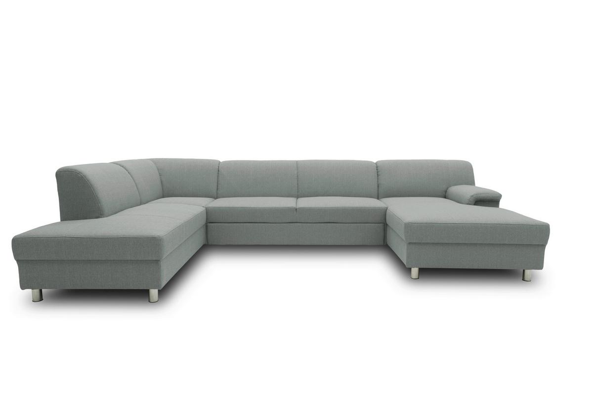 Wohnlandschaft Jamie Mit Schlaffunktion Silberfarben - Chromfarben/Silberfarben, KONVENTIONELL, Textil (195/308/150cm) - MID.YOU