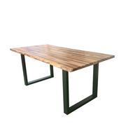 Gartentisch Bern Aus Akazienholz/Metall L: 180 cm - Schwarz/Akaziefarben, MODERN, Holz/Metall (180/76/90cm) - Beldano