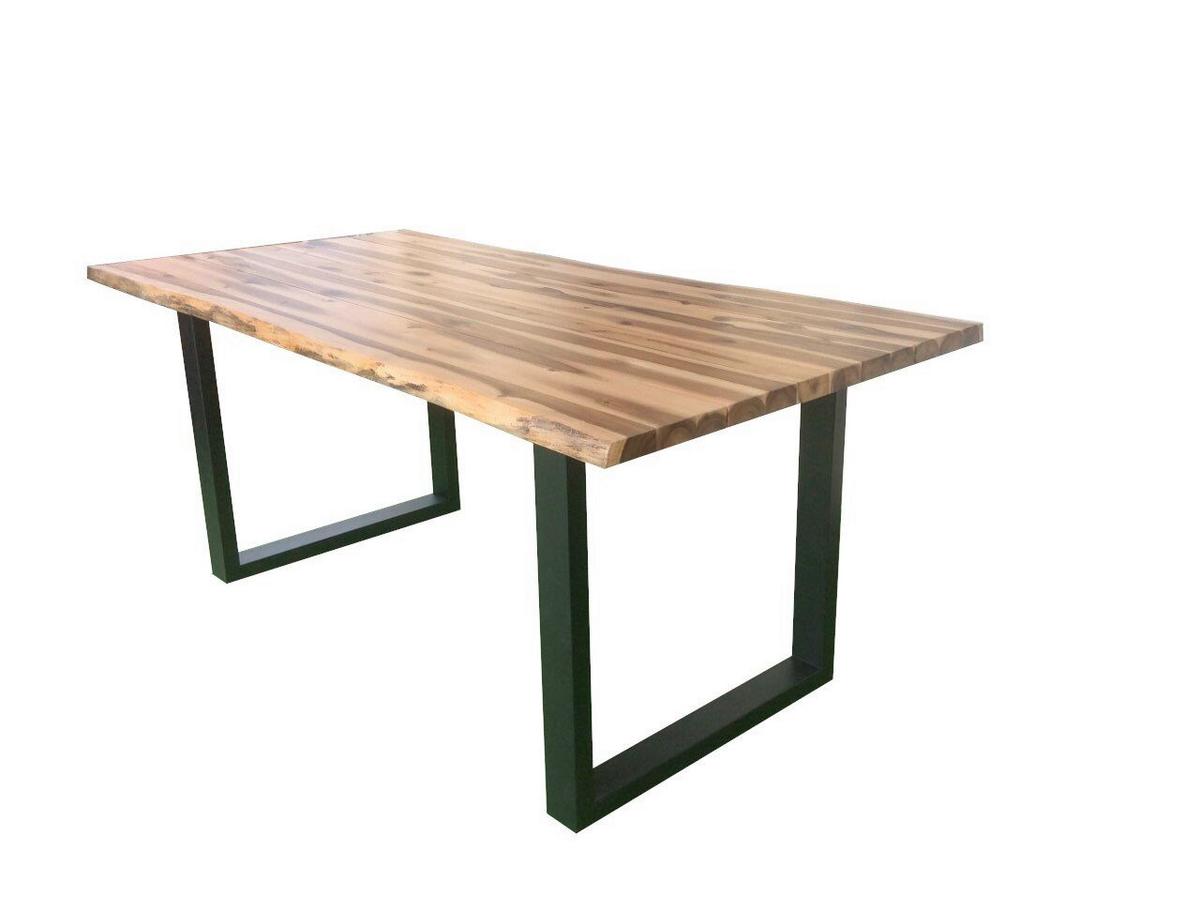 Gartentisch Bern Aus Akazienholz/metall L: 180 Cm - Schwarz/Akaziefarben, MODERN, Holz/Metall (180/76/90cm) - Beldano