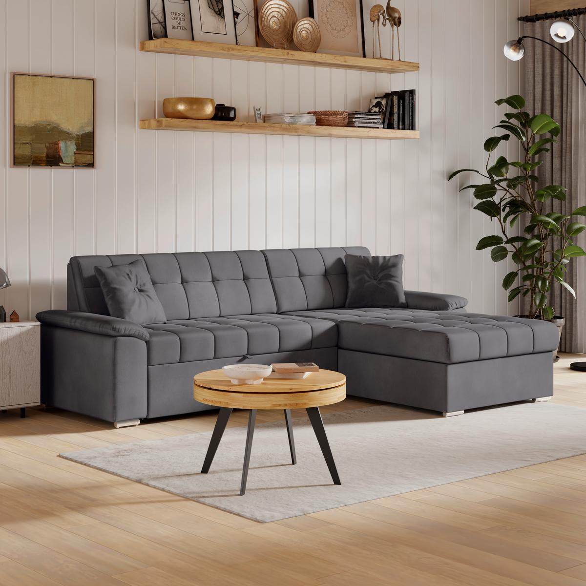 Ecksofa Bali grau, 257x167 cm - Grau, Trend, Textil (257/167cm) - Livetastic