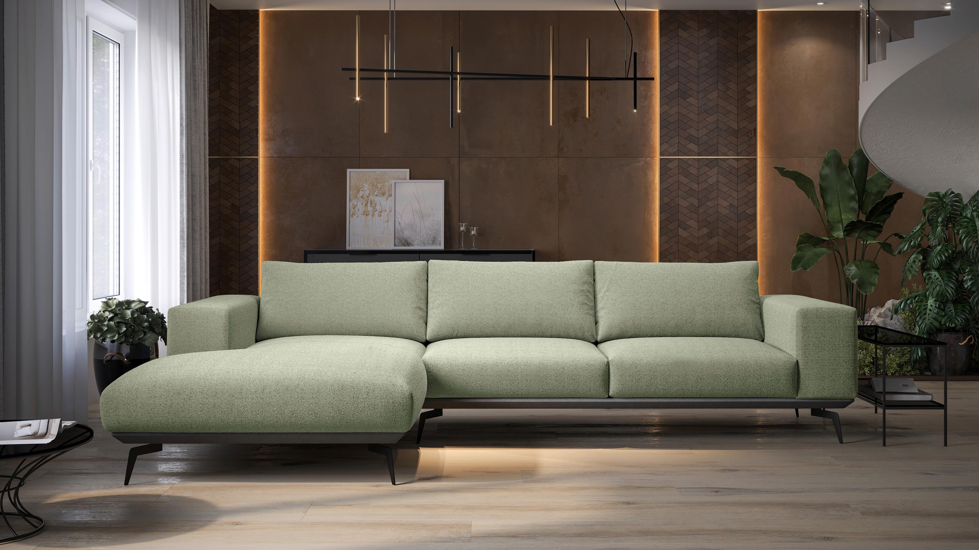 Ecksofa Albero - Beige/Schwarz, Design, Holz/Textil (180/330cm) - MID.YOU