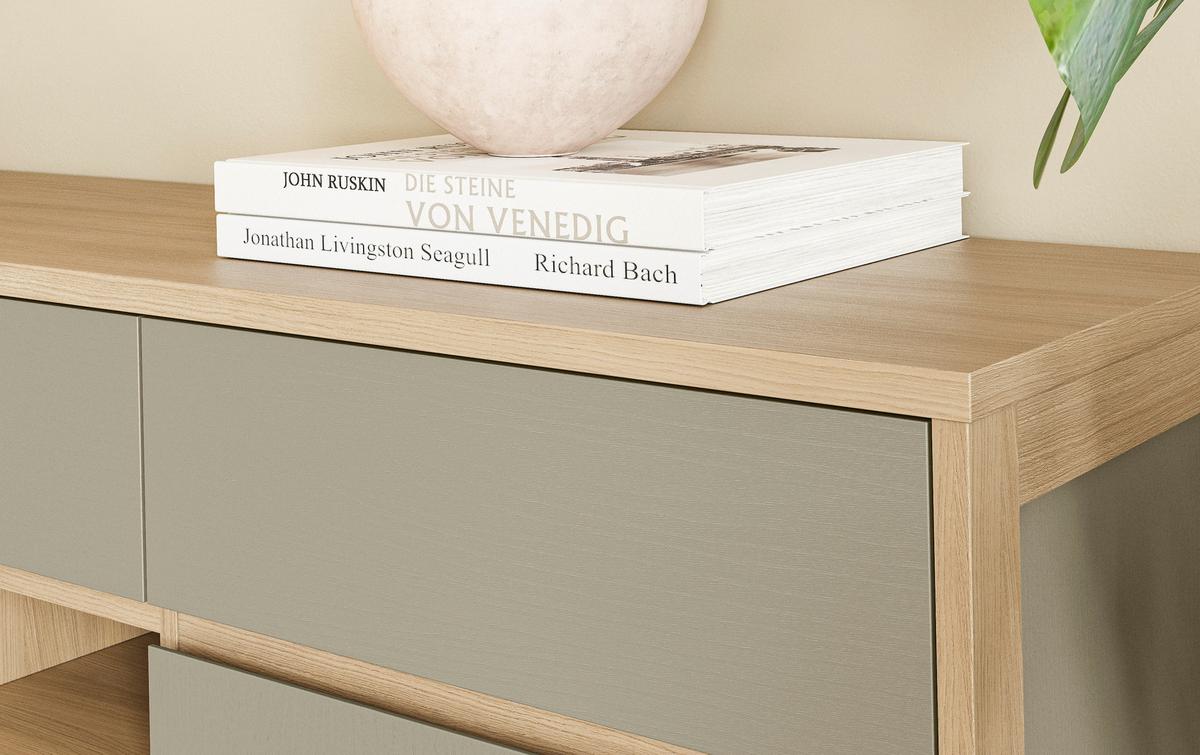 Sideboard Stranda Eukalyptus/Holzfarben B: 111cm - Eukalyptusholzfarben/Eichefarben, Design, Holzwerkstoff (111/125/39cm) - MID.YOU