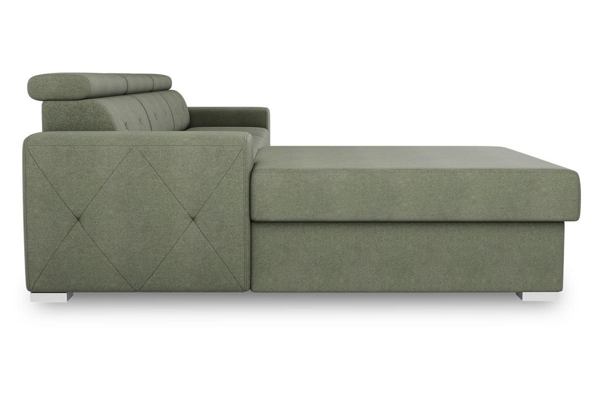 Ecksofa mit Schlaffunktion Madison Olivgrün 195x296 cm - Silberfarben/Olivgrün, Design, Textil (195/296cm) - MID.YOU