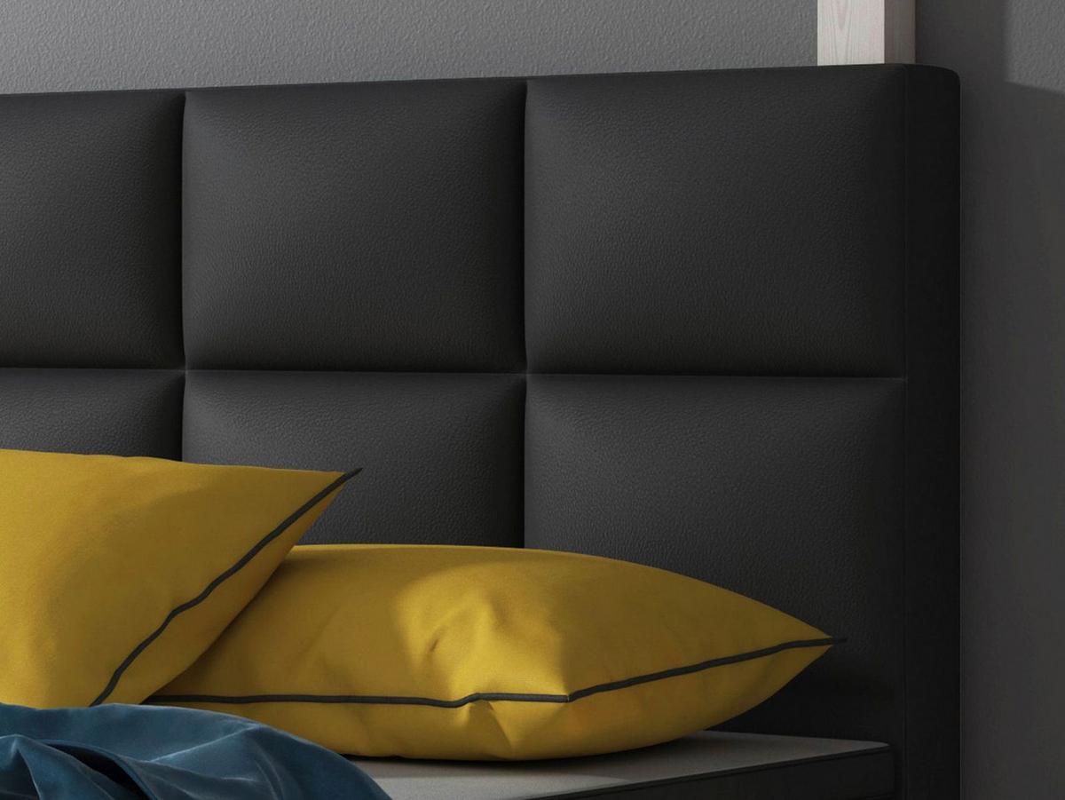 Boxspringbett Miami - Silberfarben/Schwarz, KONVENTIONELL, Leder/Textil (140/115/210cm) - MID.YOU