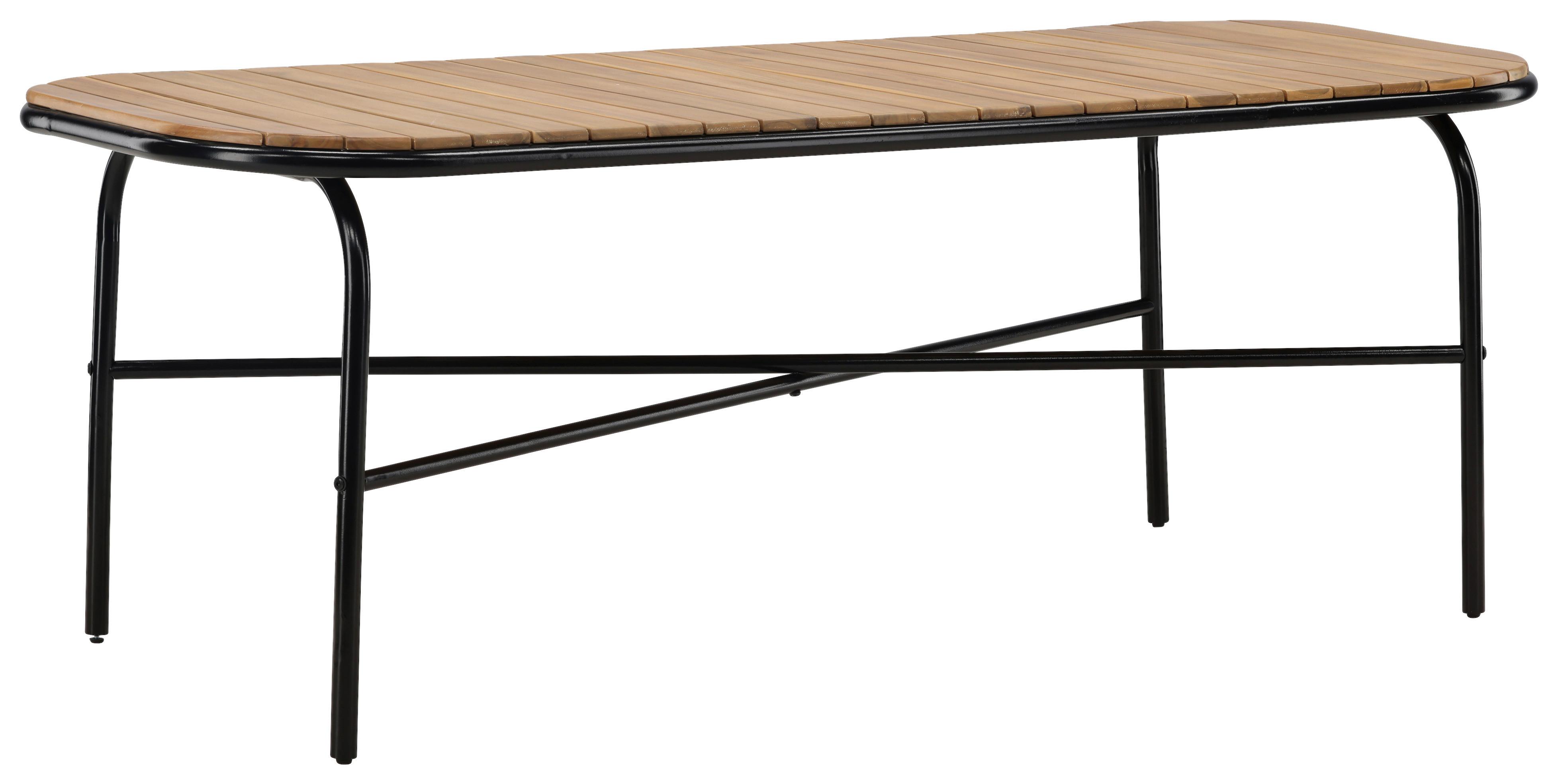 Gartentisch Holmbeck Akazienholz/Metall L 200 cm - Schwarz, KONVENTIONELL, Holz/Metall (200/90/75cm) - Gardenson