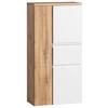 Midischrank Bad Varese B: 65 cm Weiß/Wotaneiche Dekor - Silberfarben/Eiche Wotan, MODERN, Holzwerkstoff (65/130/35cm) - Held