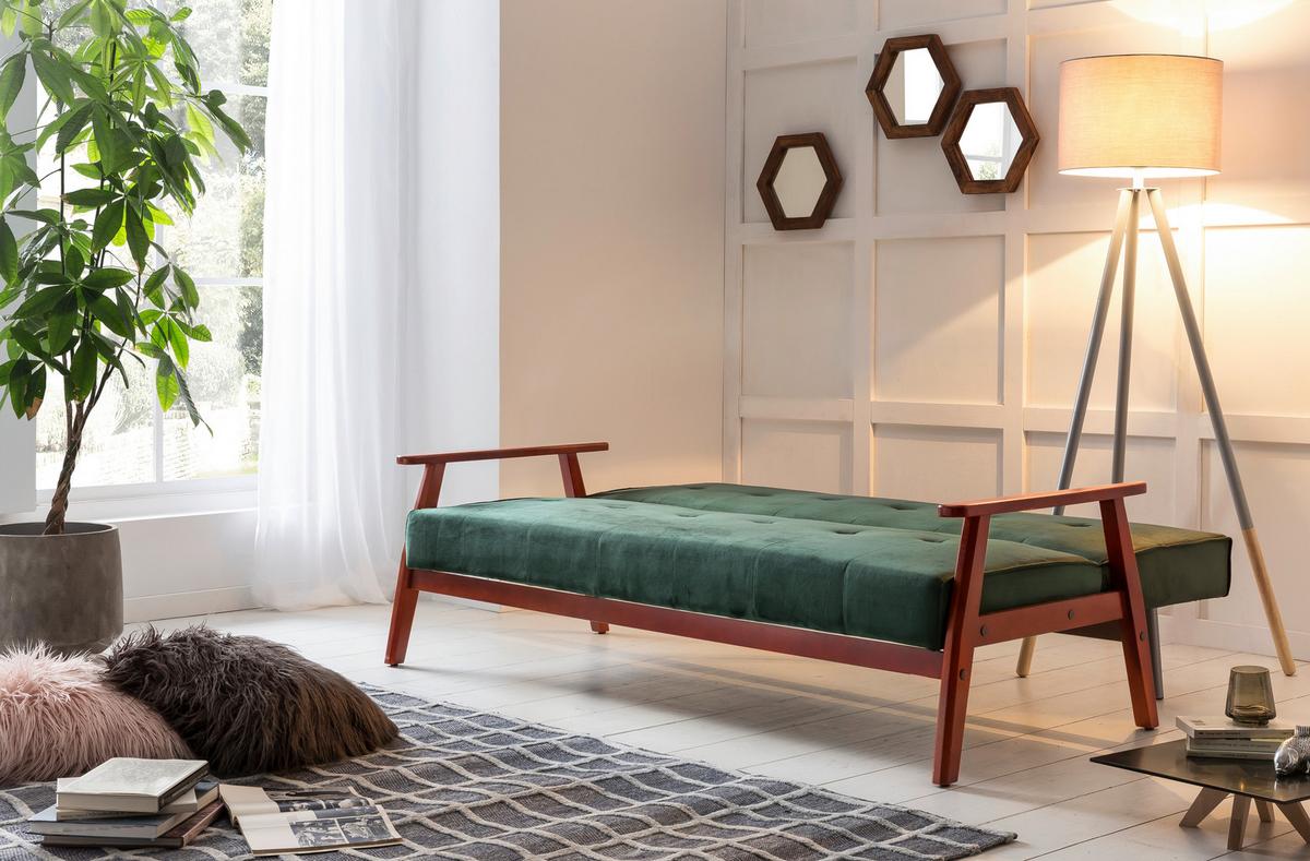 Schlafsofa Kirschbaumfarben/Grün 190 cm - Kirschbaumfarben/Grün, MODERN, Holz/Textil (190/81/85cm) - Livetastic