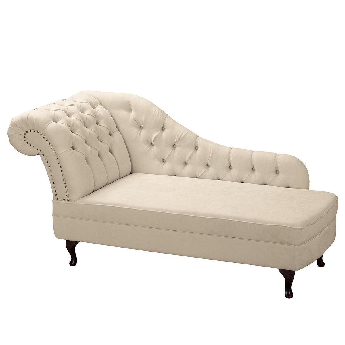 Récamiere Pako Creme B: 185cm - Creme/Braun, Design, Textil (185/93/75cm) - Livetastic