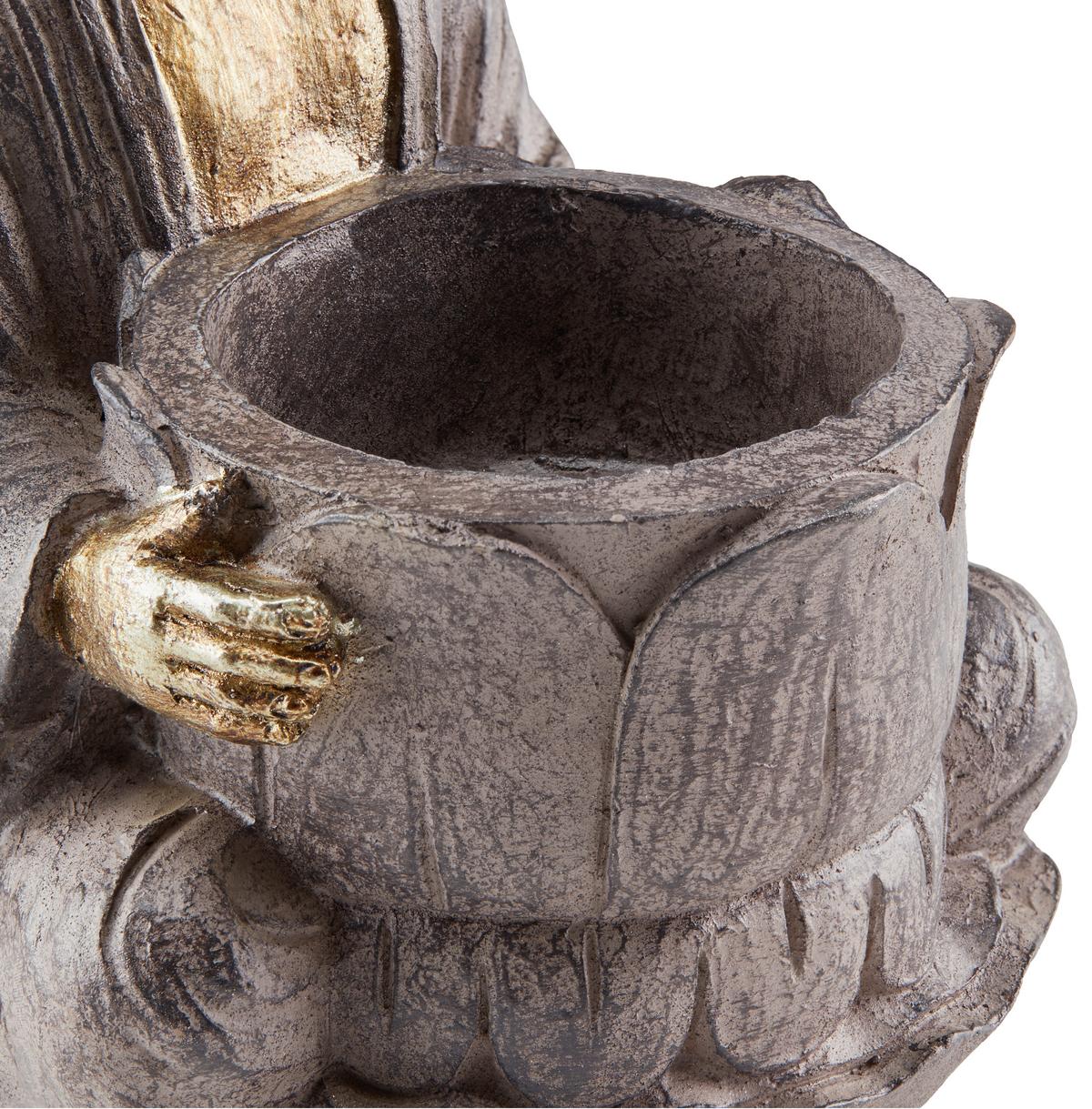 Teelichthalter Kunststoff Braun / Goldfarben 1 Teelicht - Goldfarben/Braun, LIFESTYLE, Kunststoff (9/9/14,5cm) - Luca Bessoni