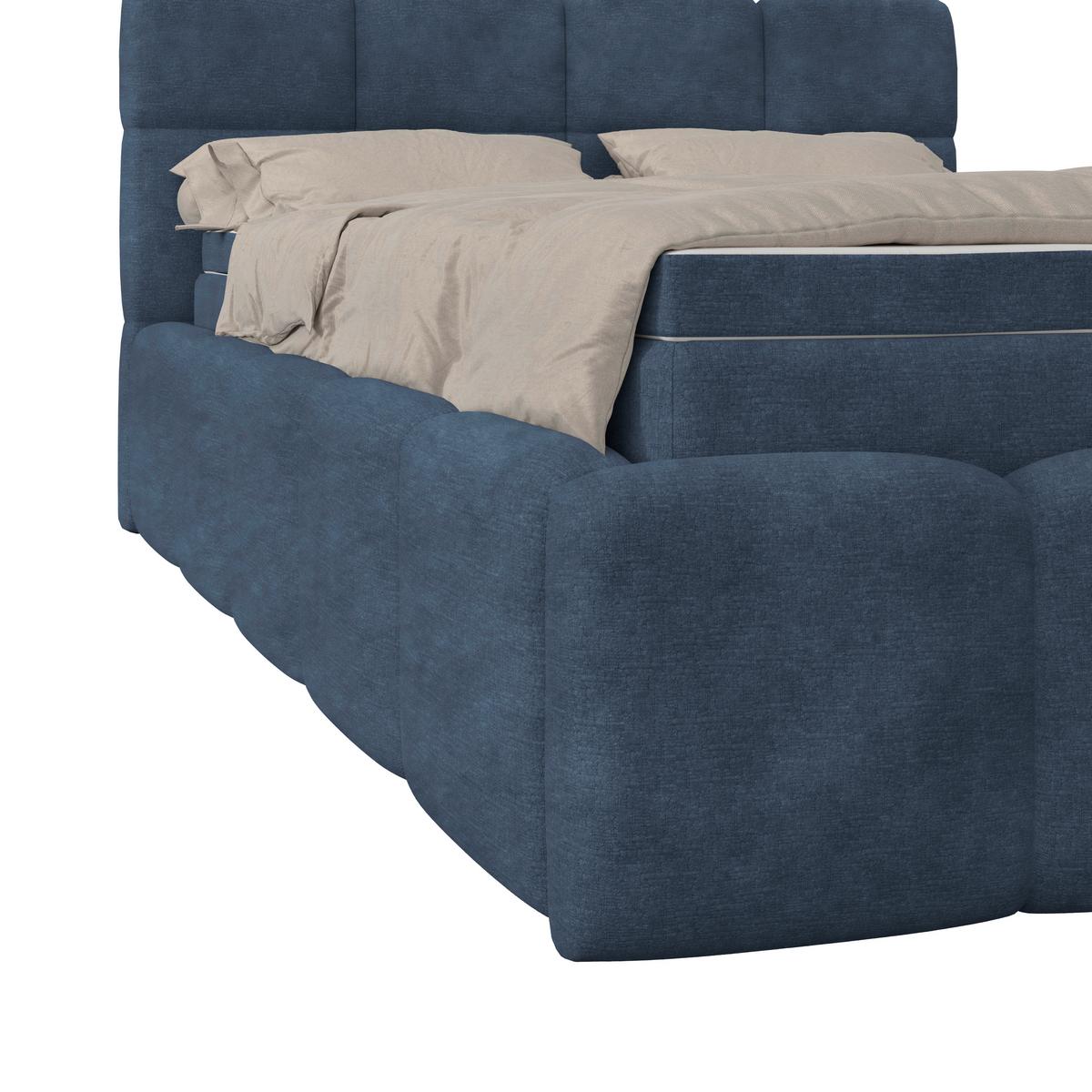 Polsterbett Noe Blau 140x200 cm - Blau/Schwarz, Trend, Textil/Metall (140/200cm)