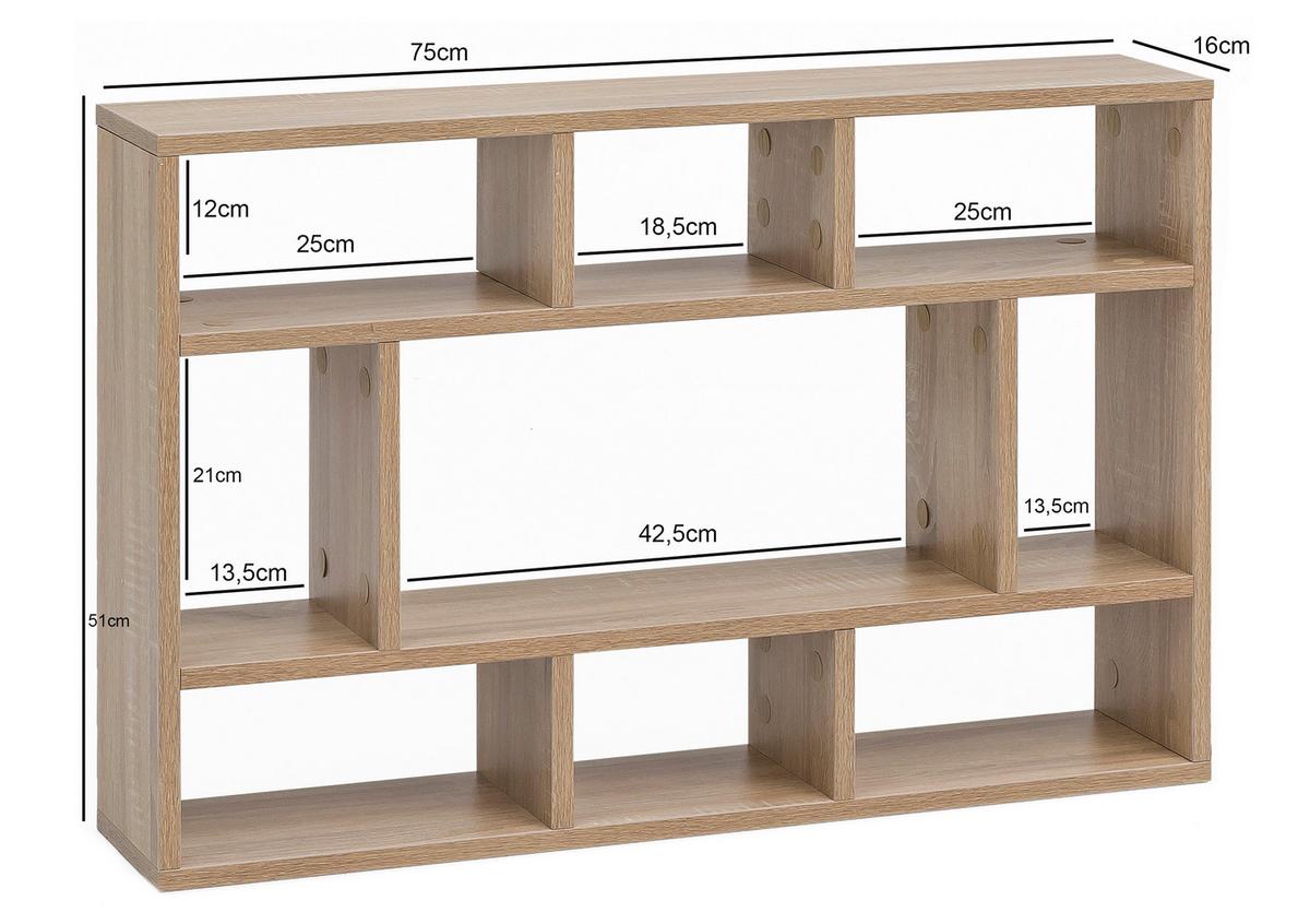 Falipolc Mid.you - tölgyfa színű, Konventionell, faalapú anyag (75/51/16cm) - MID.YOU